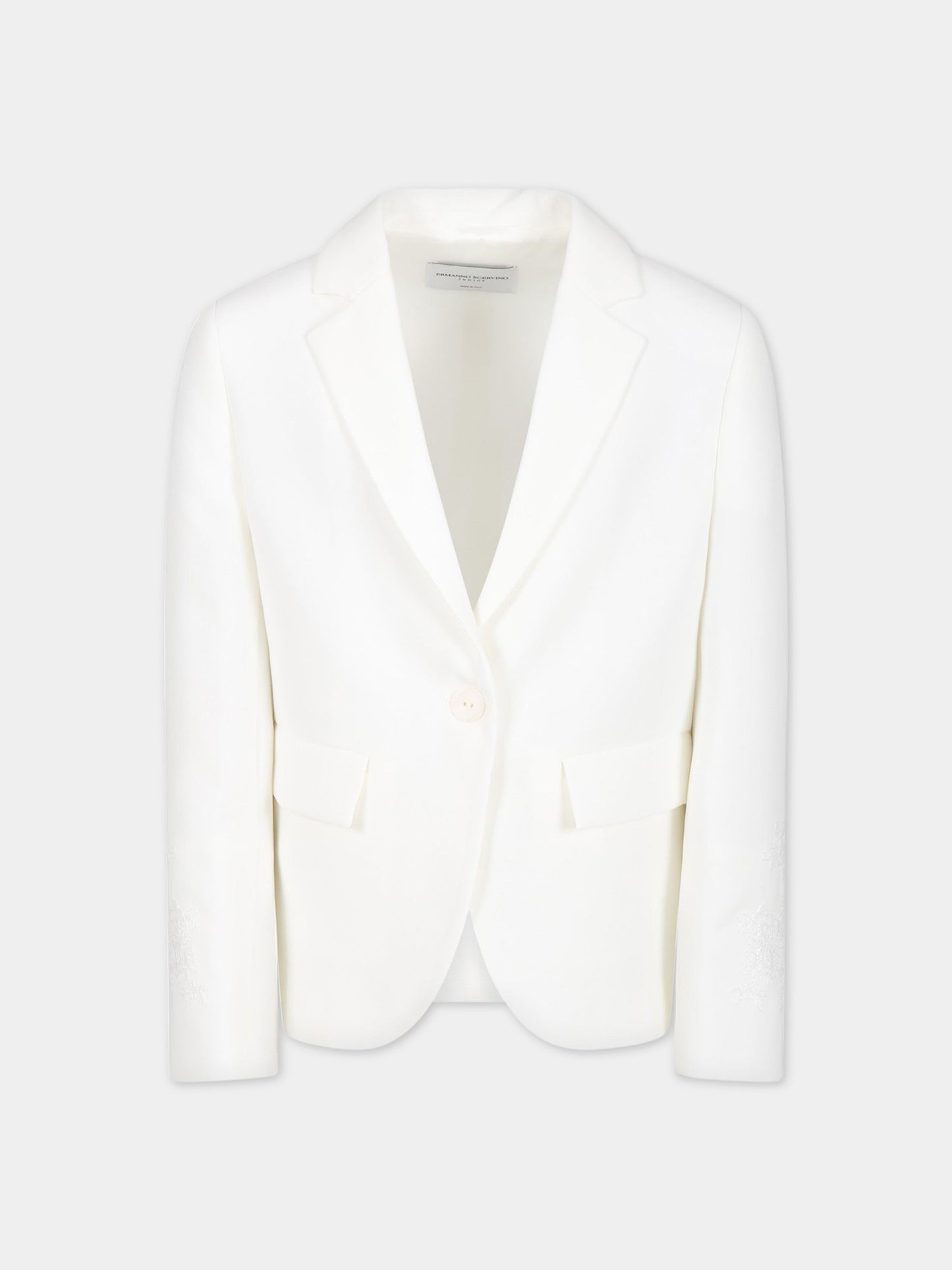 Giacca bianca per bambina con ricami,Ermanno Scervino Junior,SFGC008 GA39 0005