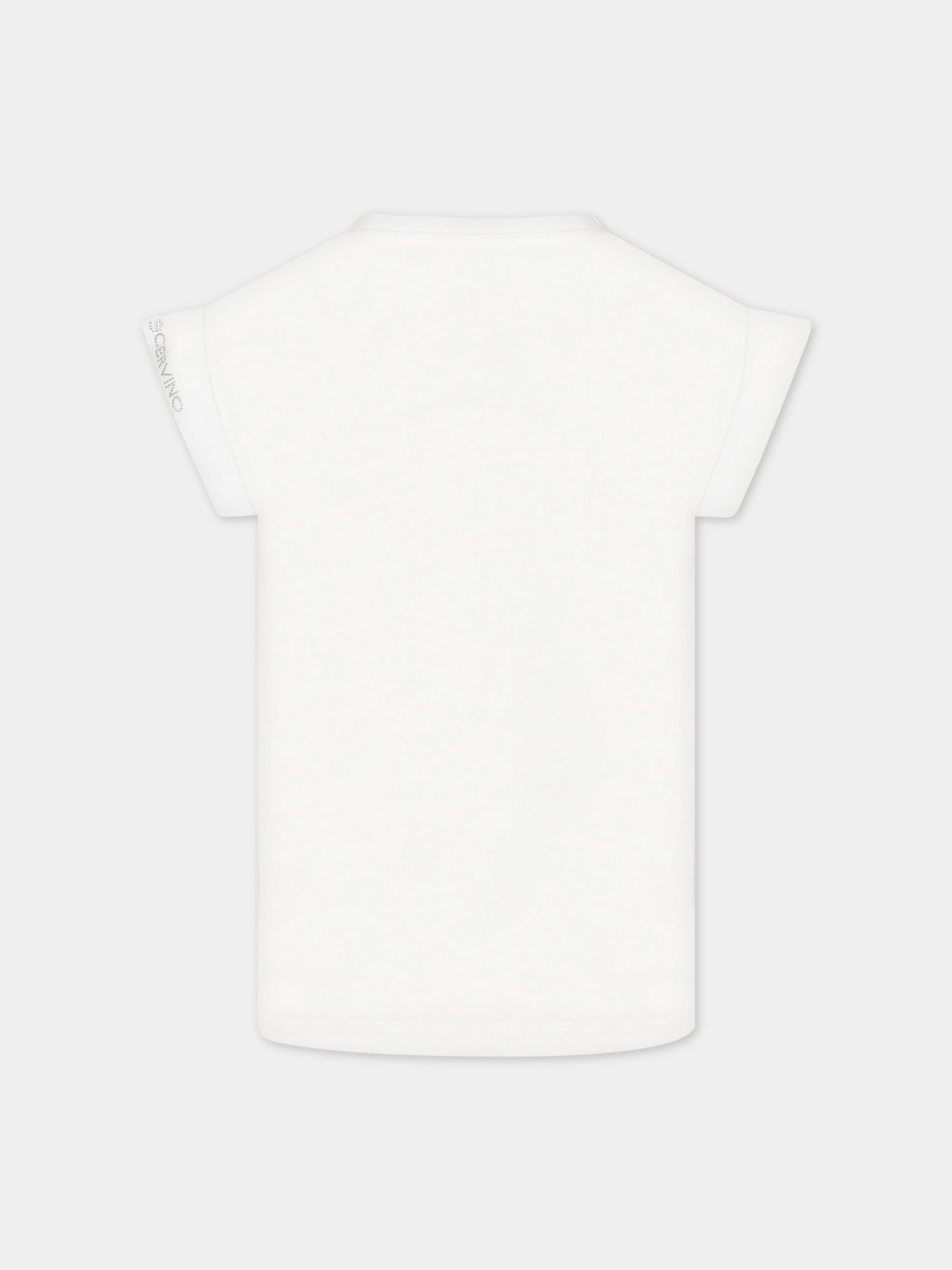 T-shirt bianca per bambina con logo,Ermanno Scervino Junior,SFTS052C JE200 0002