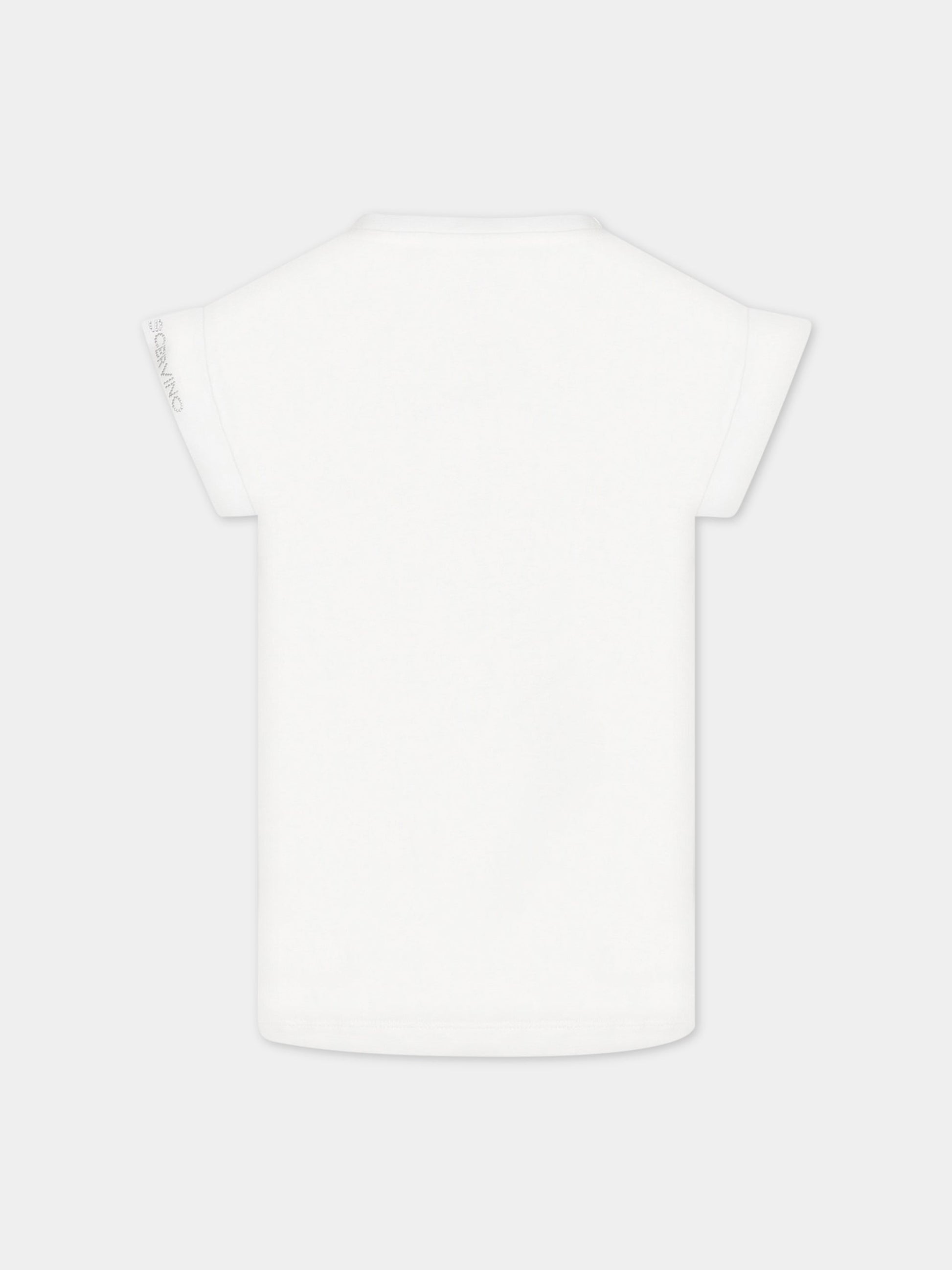 T-shirt bianca per bambina con logo,Ermanno Scervino Junior,SFTS052C JE200 0002