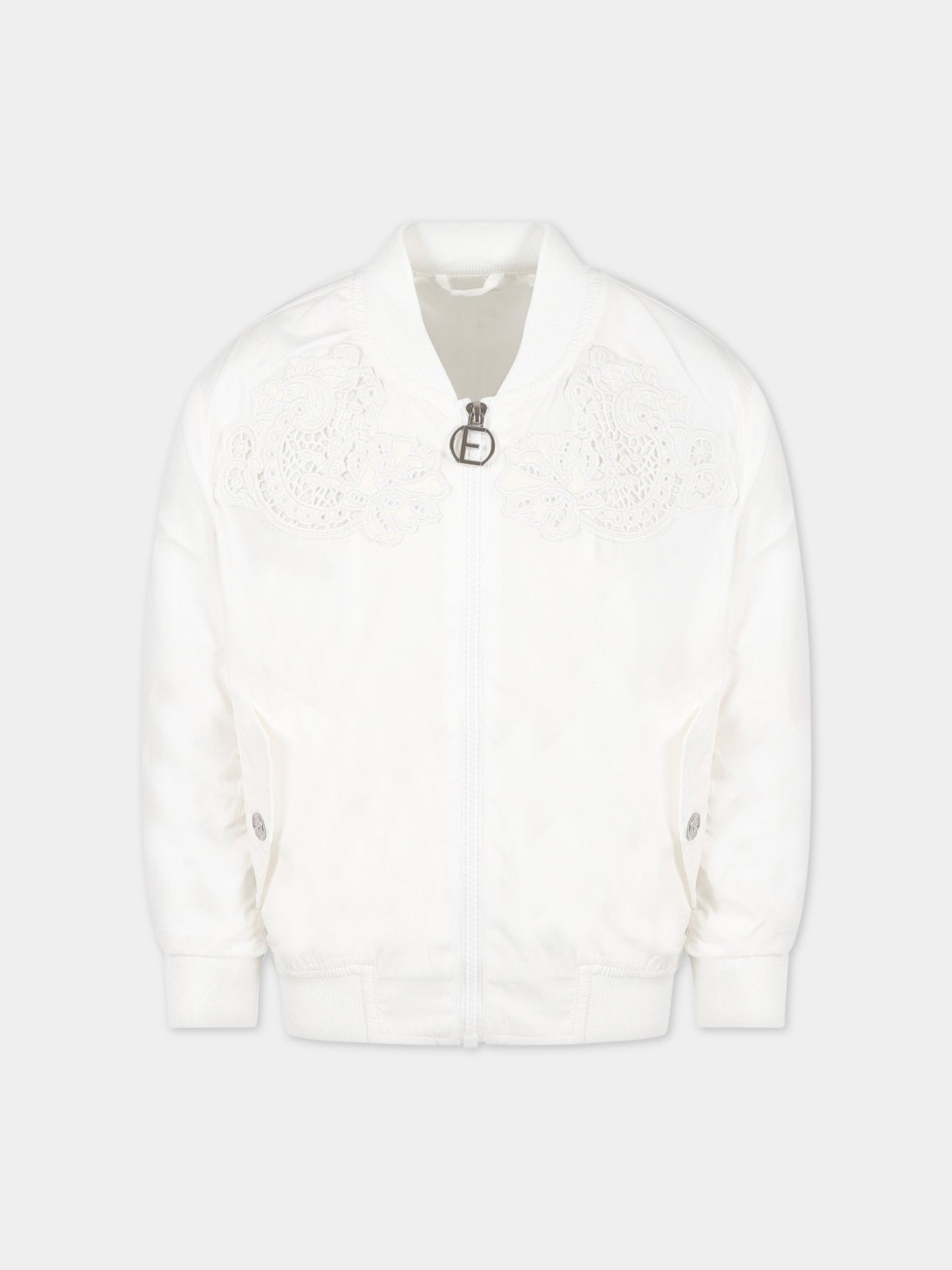 Giubbotto bianco per bambina con logo,Ermanno Scervino Junior,SFGB030C NY278 0002