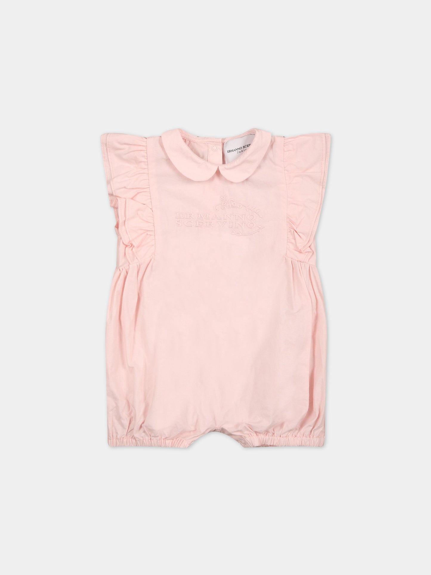 Pagliaccetto rosa per neonata con logo,Ermanno Scervino Junior,SNTU004C CA272 C001