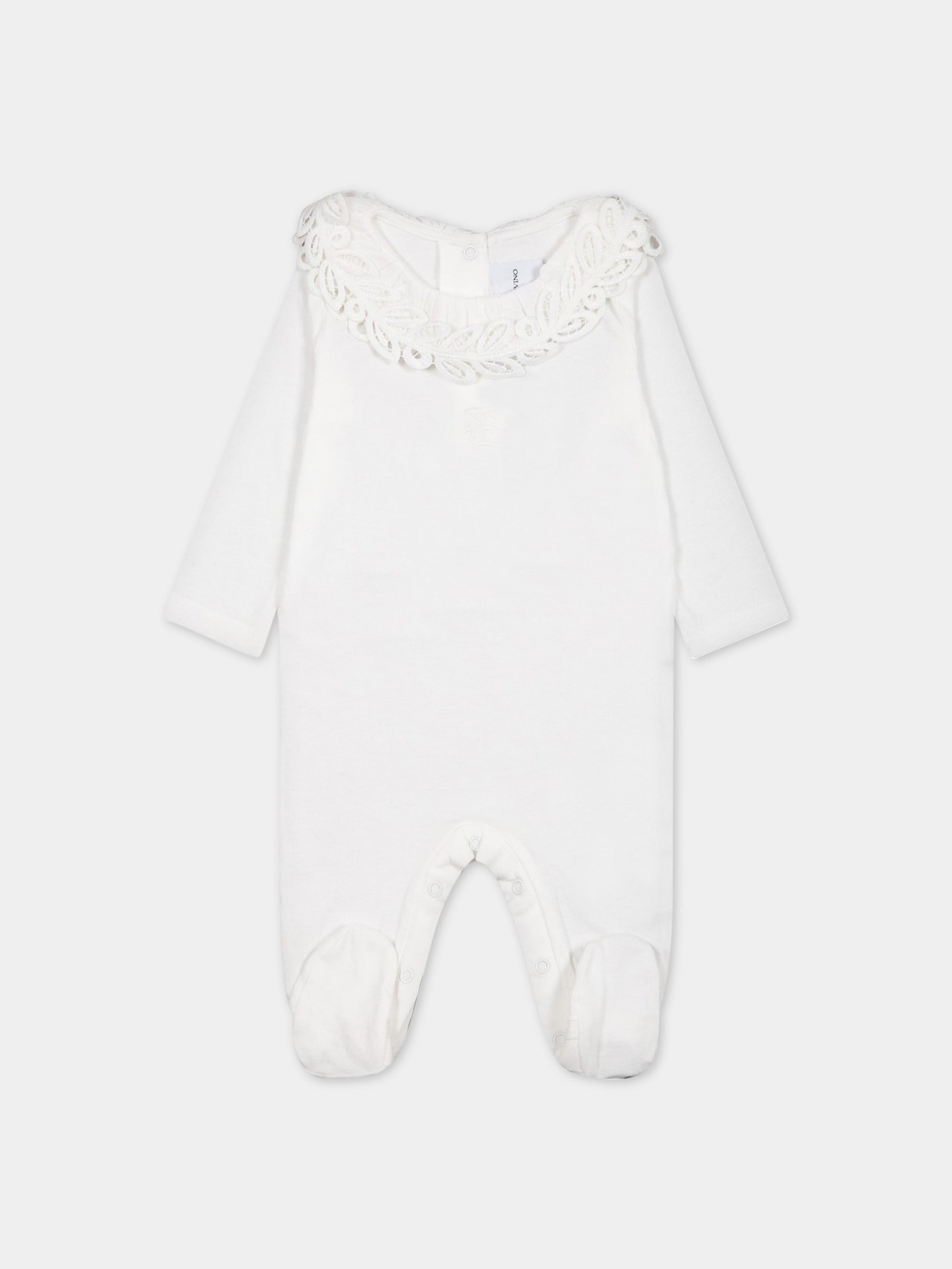 Tutina bianca per neonata con logo,Ermanno Scervino Junior,SNTU001C JE199 0001
