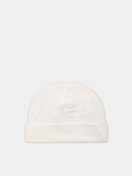 Cappello bianco per neonata con logo,Ermanno Scervino Junior,SNCP001C JE199 0001
