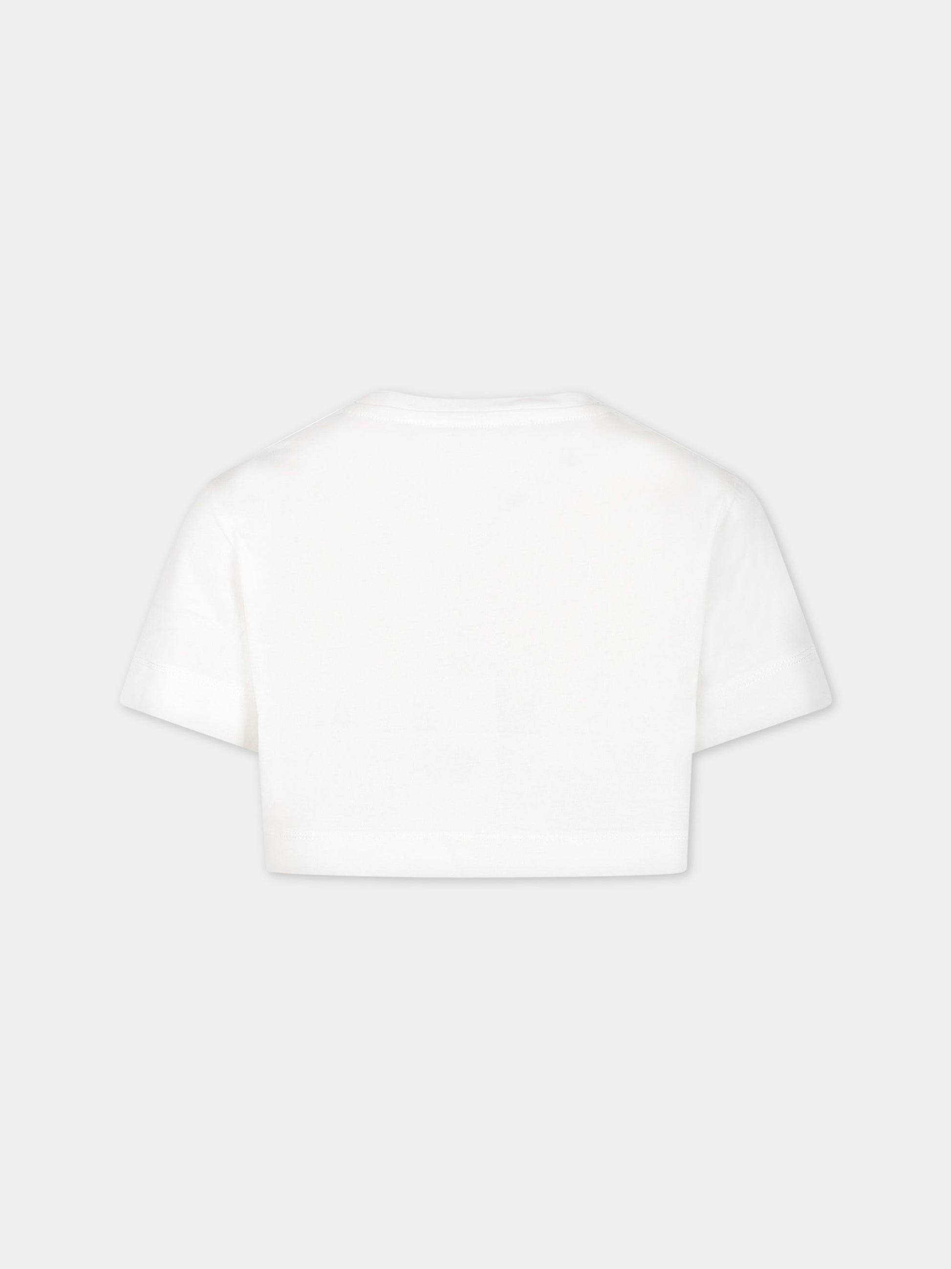 T-shirt bianca per bambina con logo,Ermanno Scervino Junior,SFTS063C JE200 0005