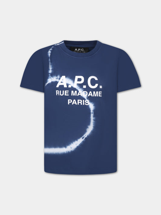 T-shirt blu per bambini con logo,A.p.c.,COEZE E26237IAI