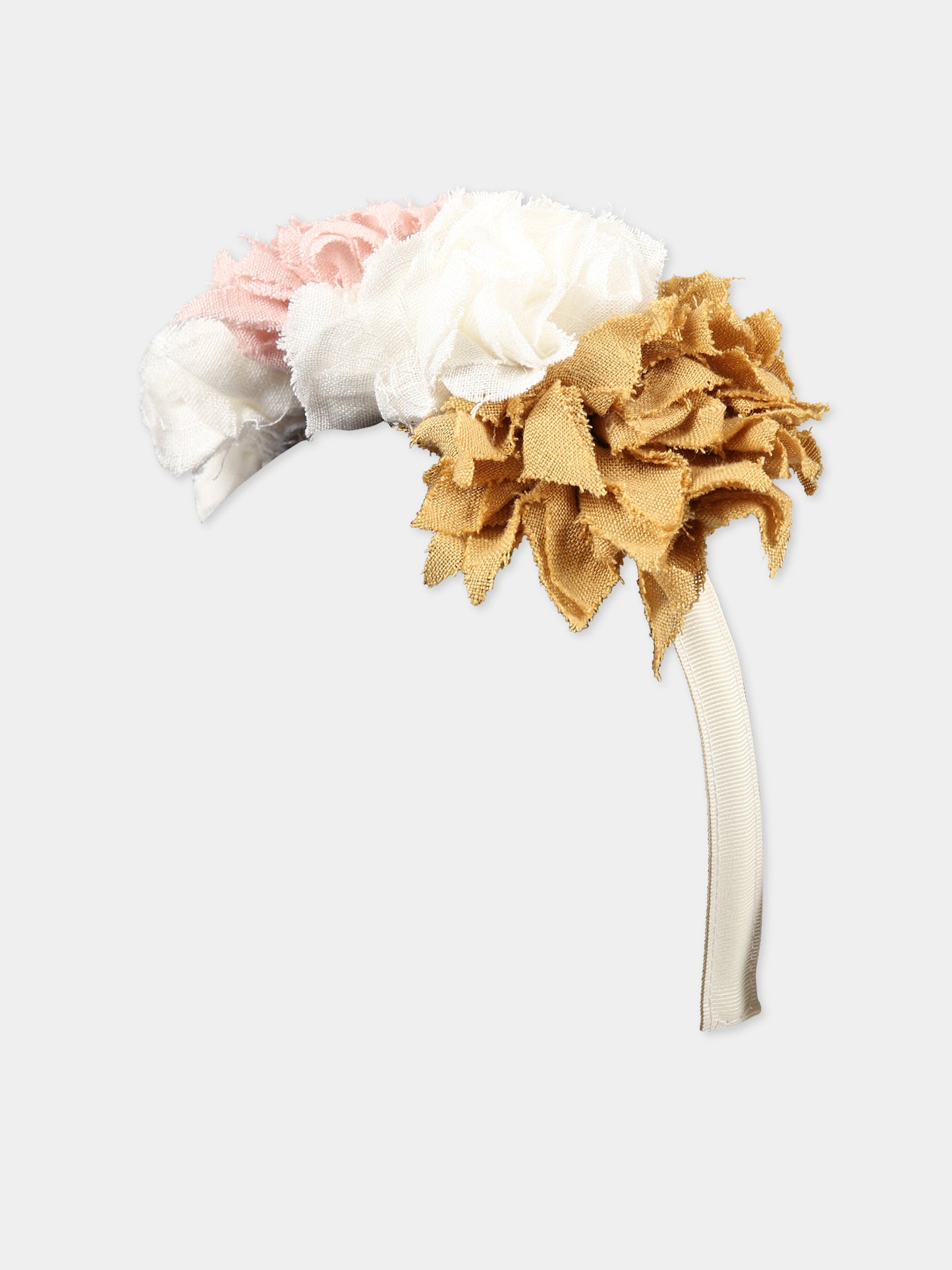 Cerchietto multicolor per bambina con applicazioni floreali,Caffe' D'orzo,ZS0A44 Z1444 102