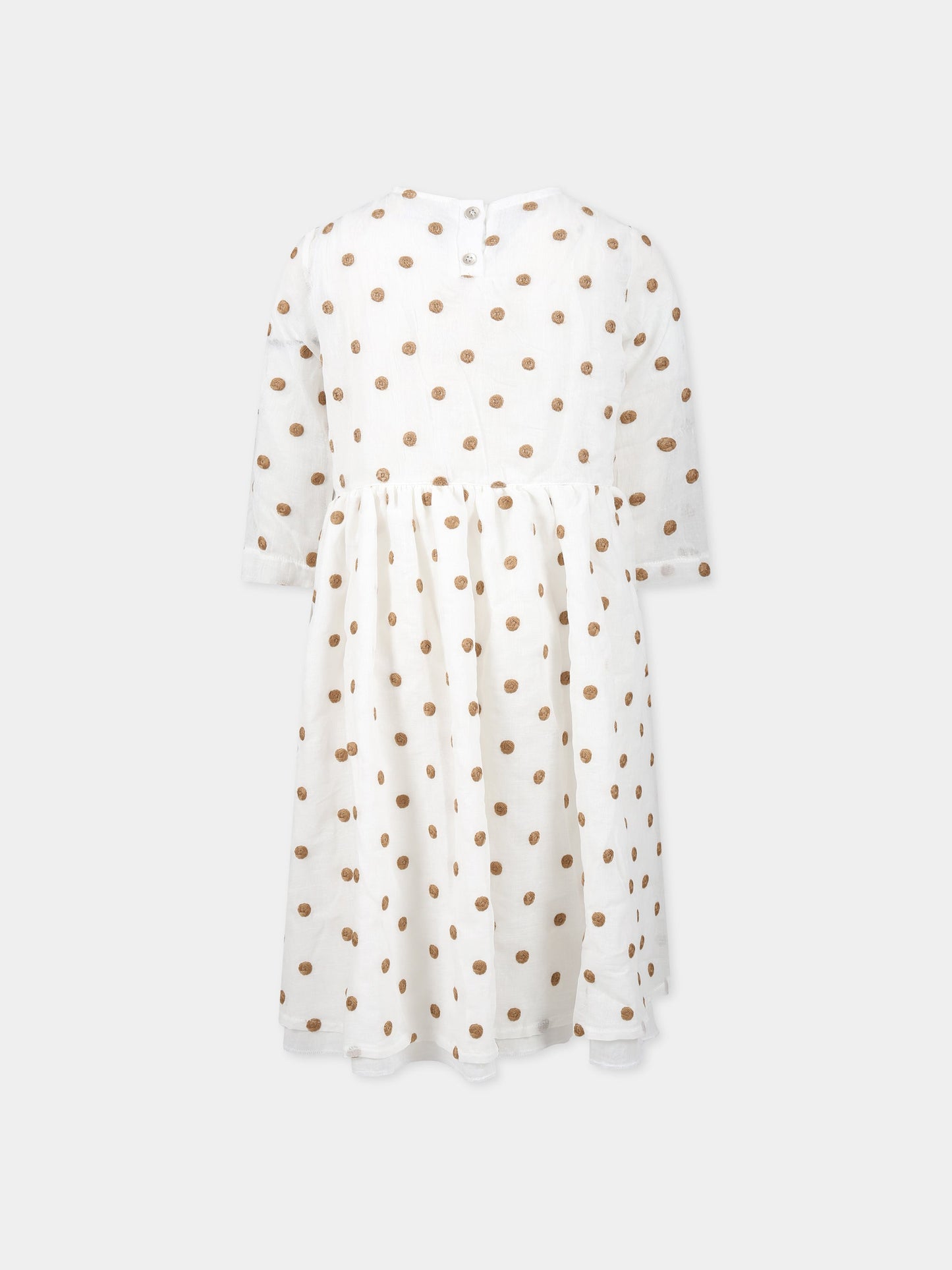 Vestito bianco per bambina con ricami,Caffe' D'orzo,ZS1A60 K0133 101MA