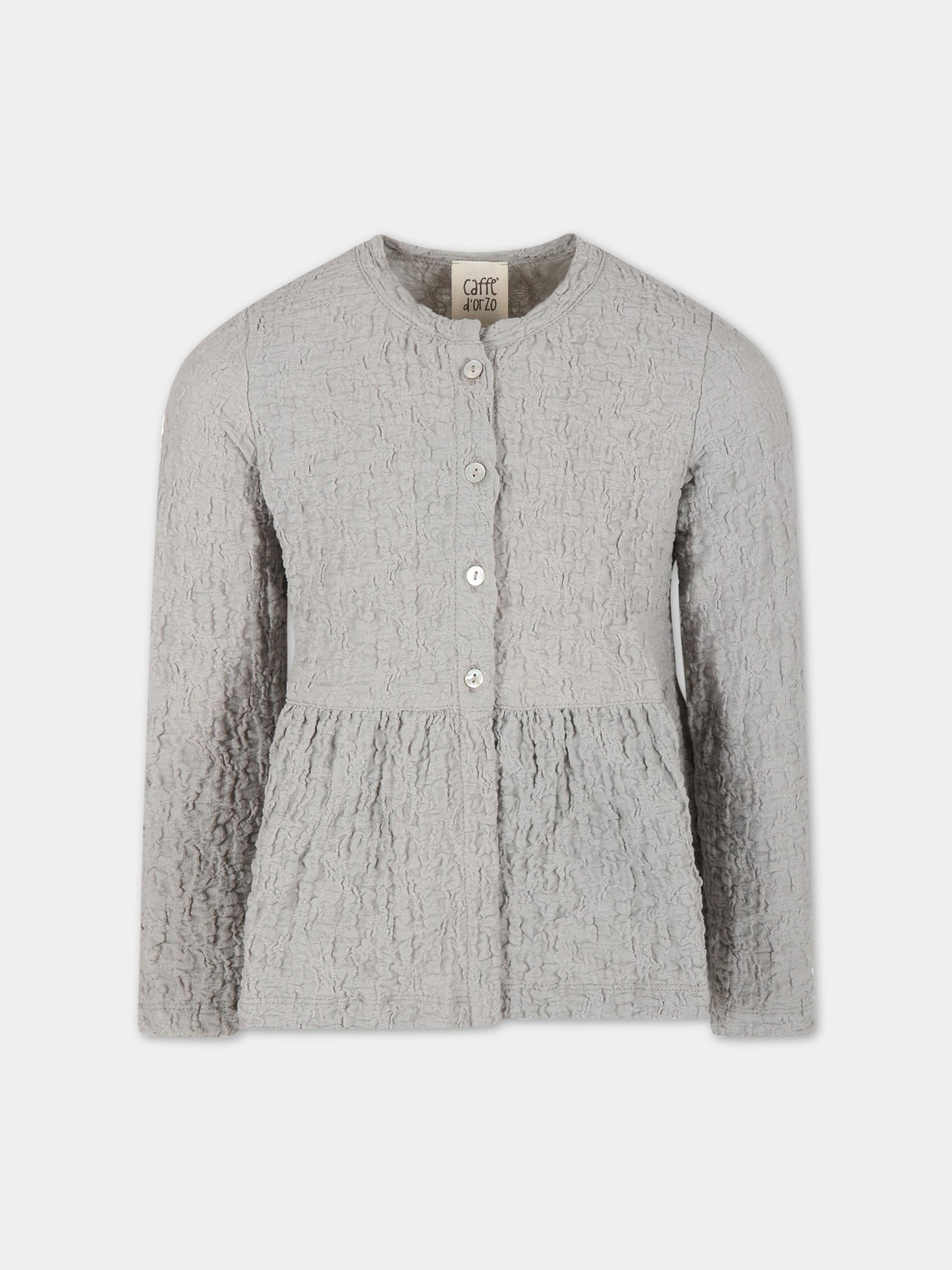Camicia grigia per bambina con rouches,Caffe' D'orzo,ZS4A10 J0271 900
