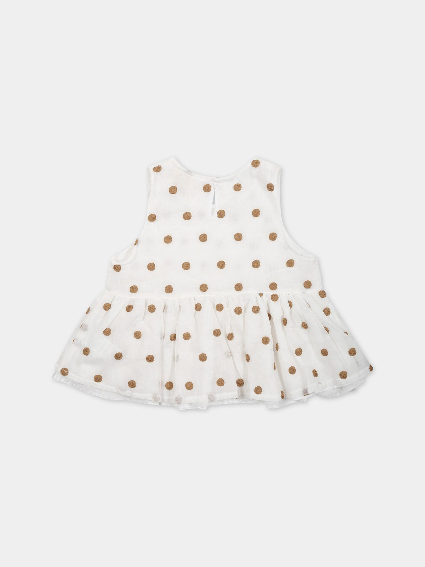 Vestito bianco per neonata con ricami all-over,Caffe' D'orzo,ZS5012 K0133 101MA