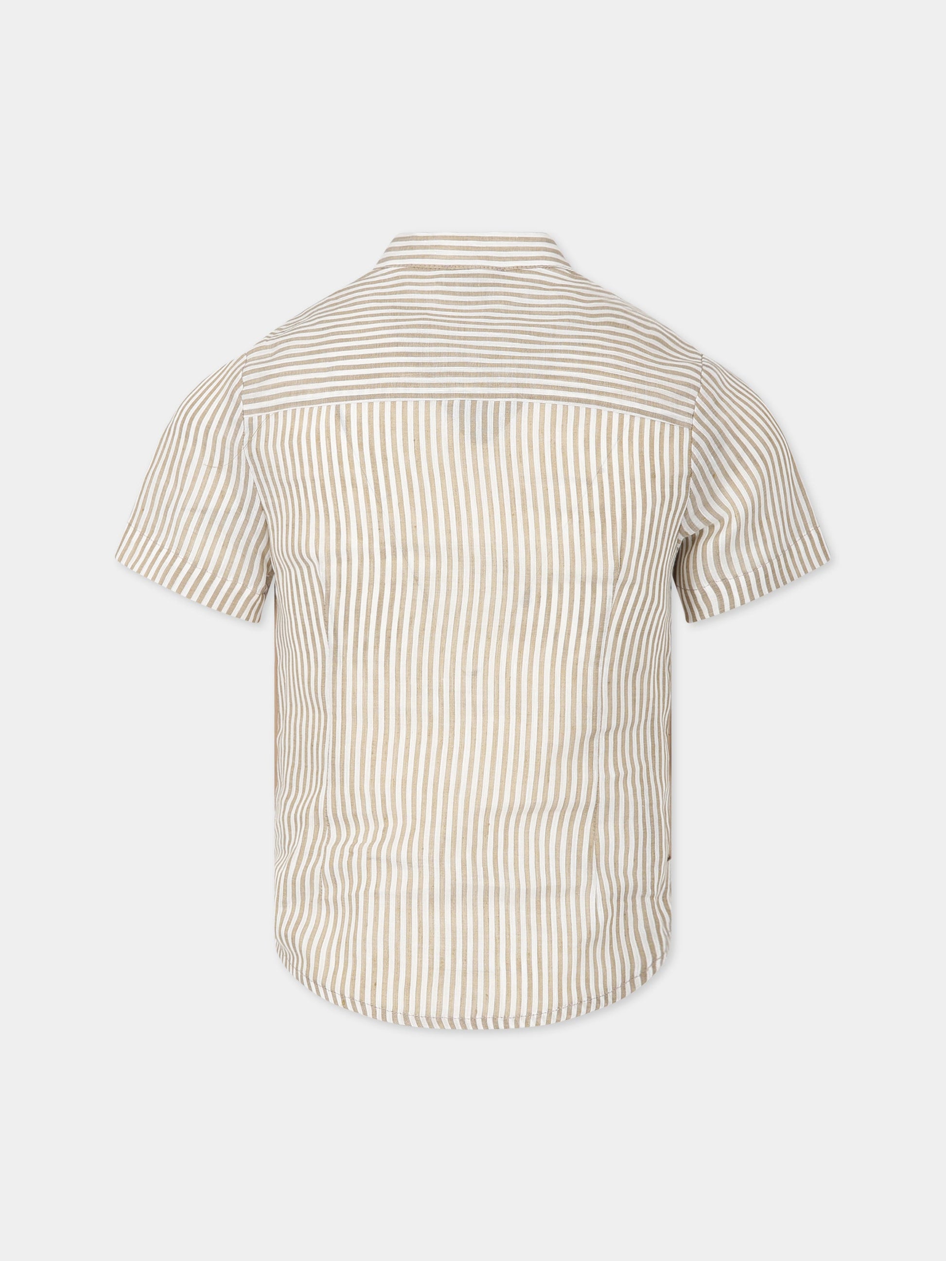 Camicia beige per bambino con logo,Fay Kids,FS5P61 I0148 101BG