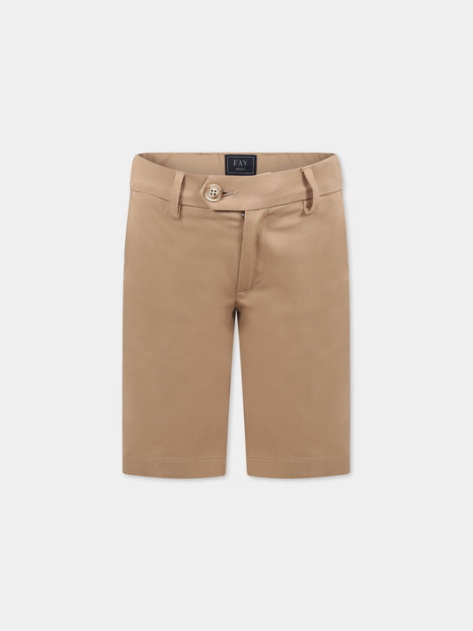 Shorts beige per bambino con logo,Fay Kids,FS6P39 G0019 112