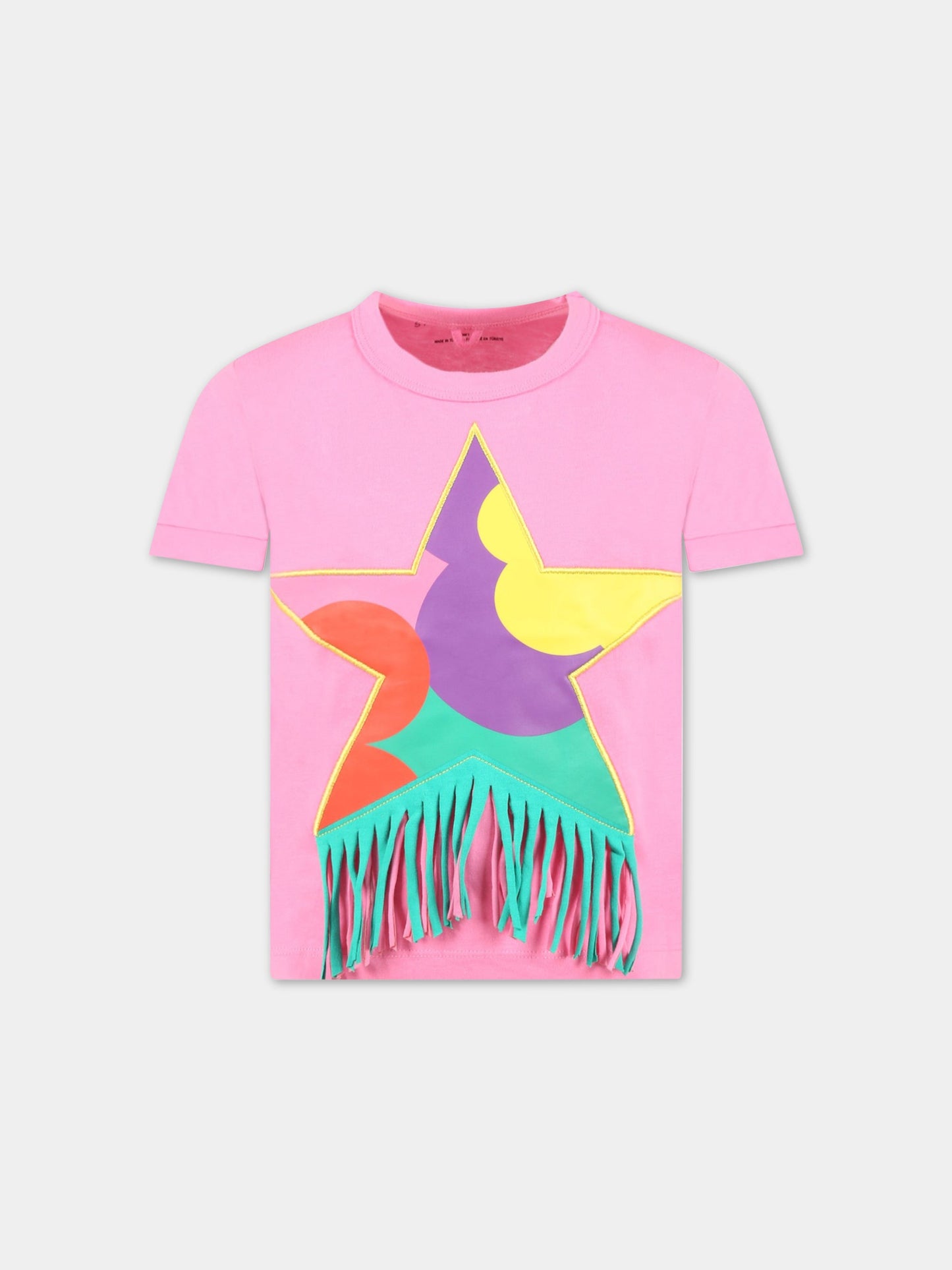 T-shirt rosa con stampa stella per bambina,Stella Mccartney Kids,TS8C21 Z0434 511