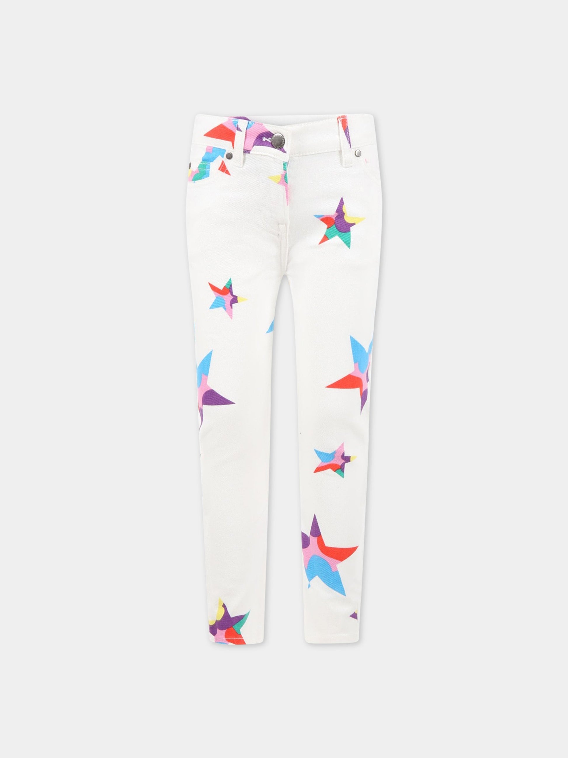 Jeans bianchi per bambina con stelle colorate,Stella Mccartney Kids,TS6E40 Z0858 100MC