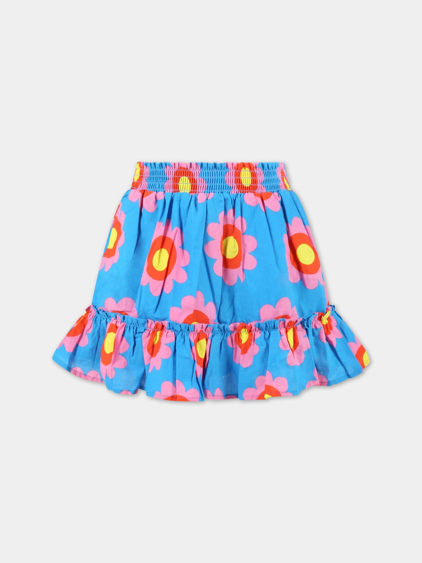 Gonna azzurra per bambina con fiori,Stella Mccartney Kids,TS7A71 Z0919 610MC