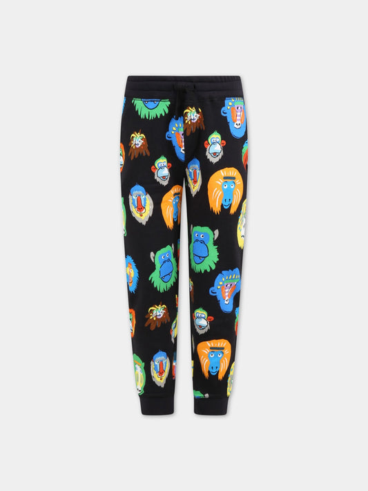 Pantaloni neri da tuta per bambino con animali,Stella Mccartney Kids,TS6S30 Z0956 930MC