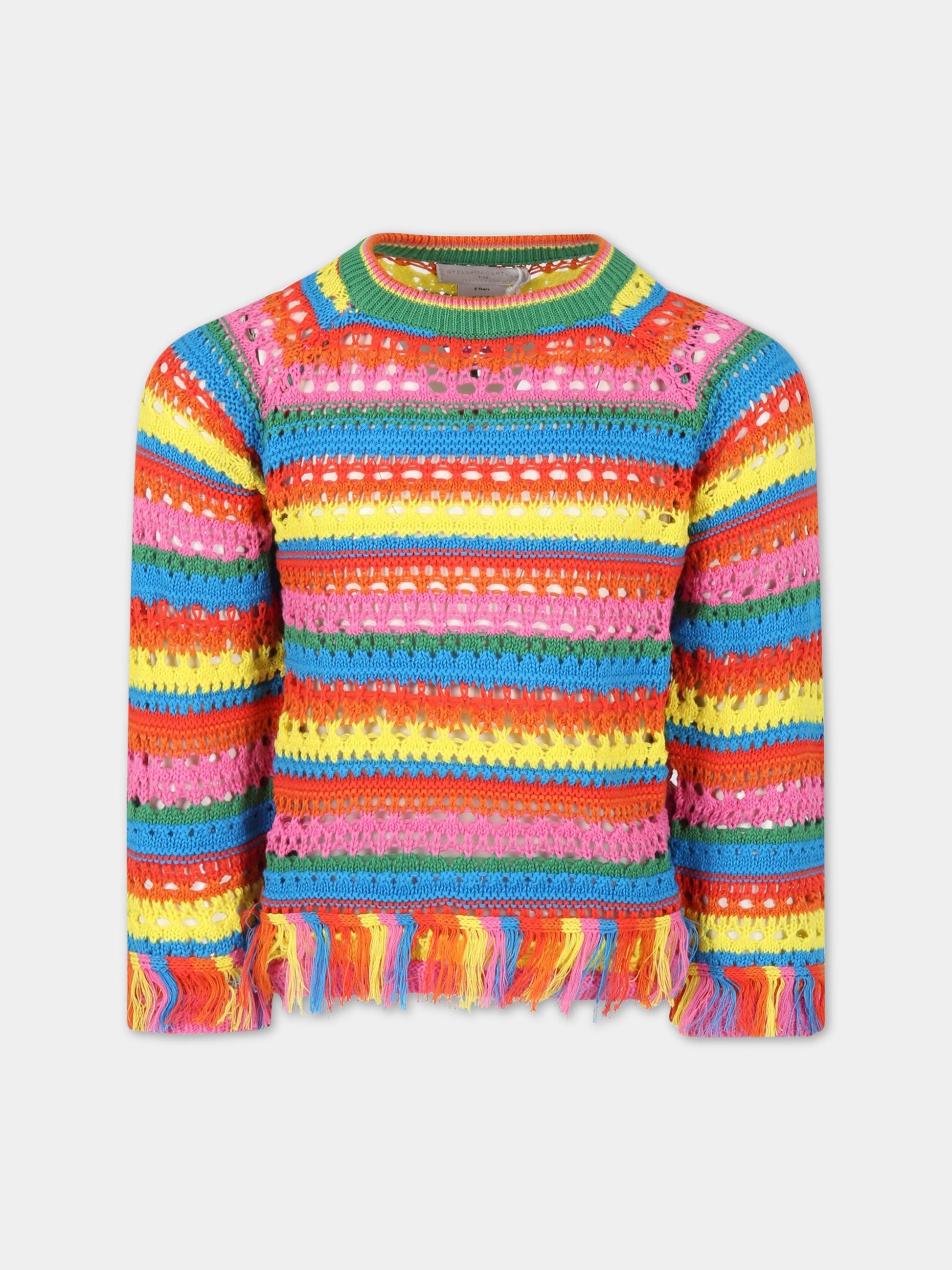 Maglione multicolor per bambina con frange,Stella Mccartney Kids,TS9A50 Z1146 999