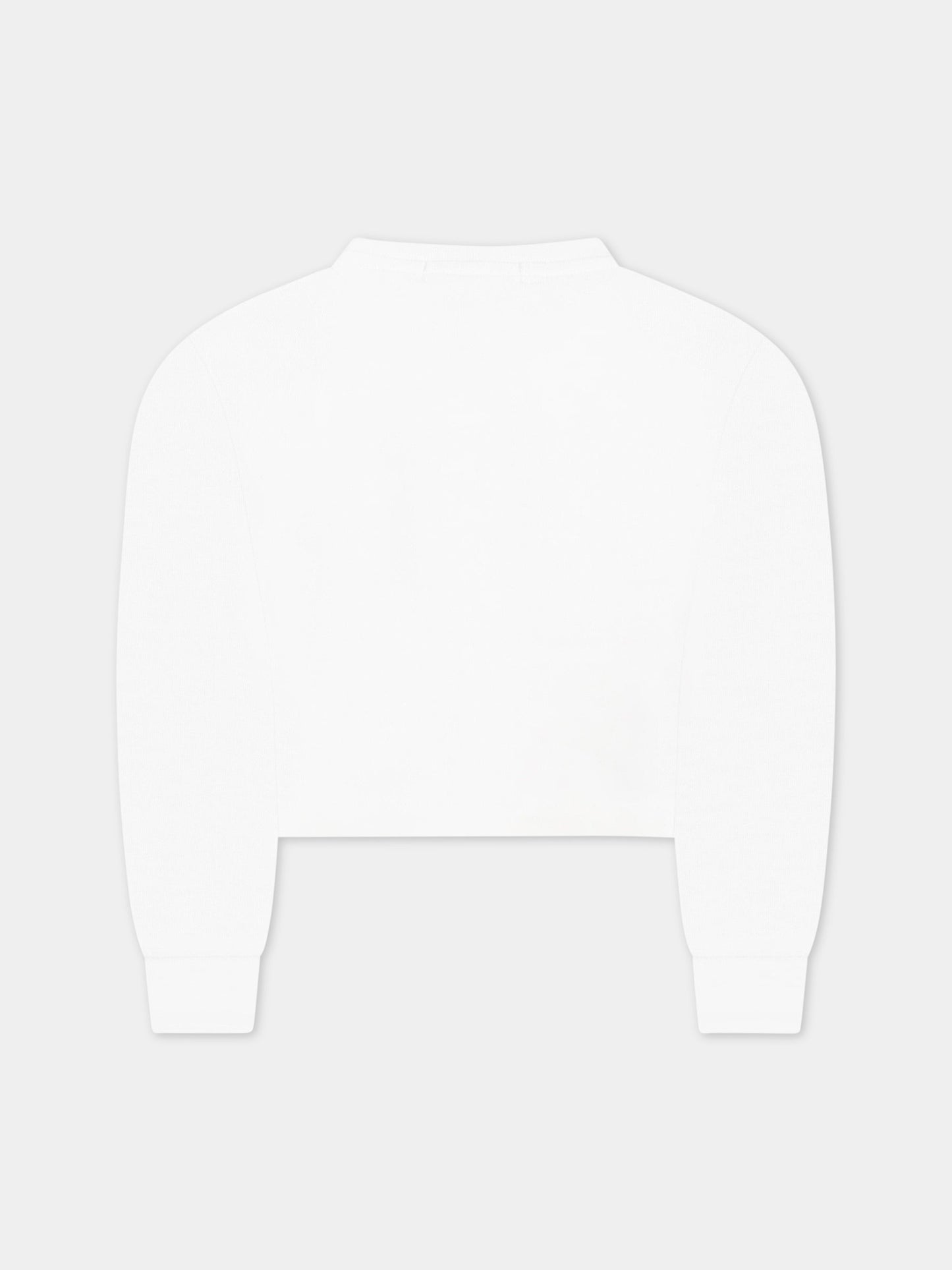 Felpa bianca corta per bambina con logo e chitarra,Stella Mccartney Kids,TS4C80 Z0499 101