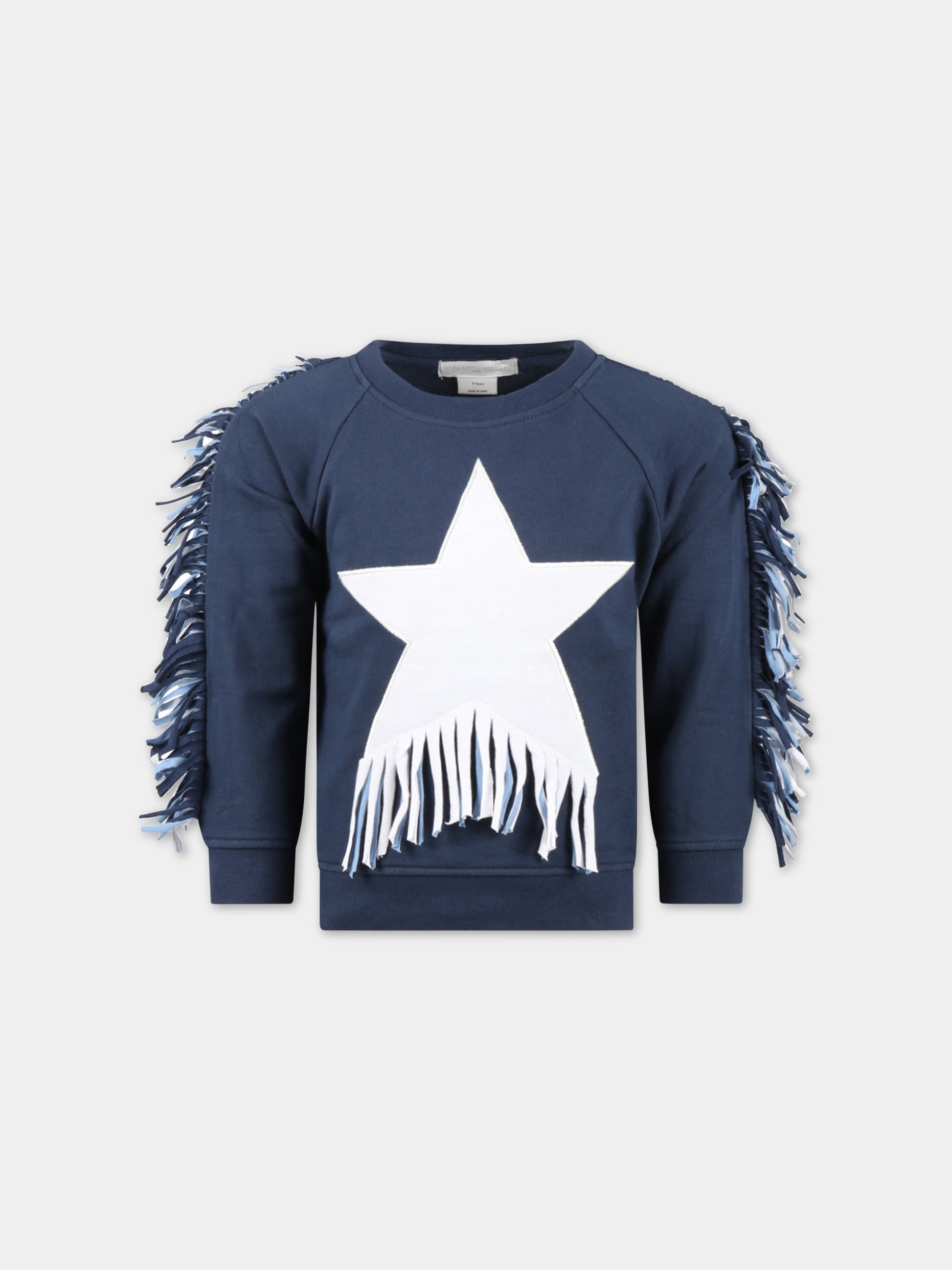 Felpa blu per bambina con stella,Stella Mccartney Kids,TS4C10 Z0499 620