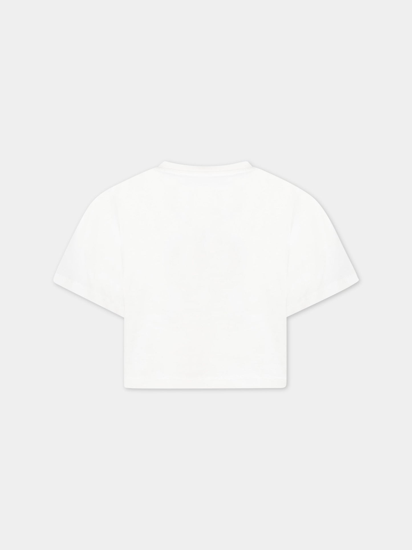 T-shirt bianca per bambina con cerchio verde e logo,Stella Mccartney Kids,TS8C71 Z0434 101