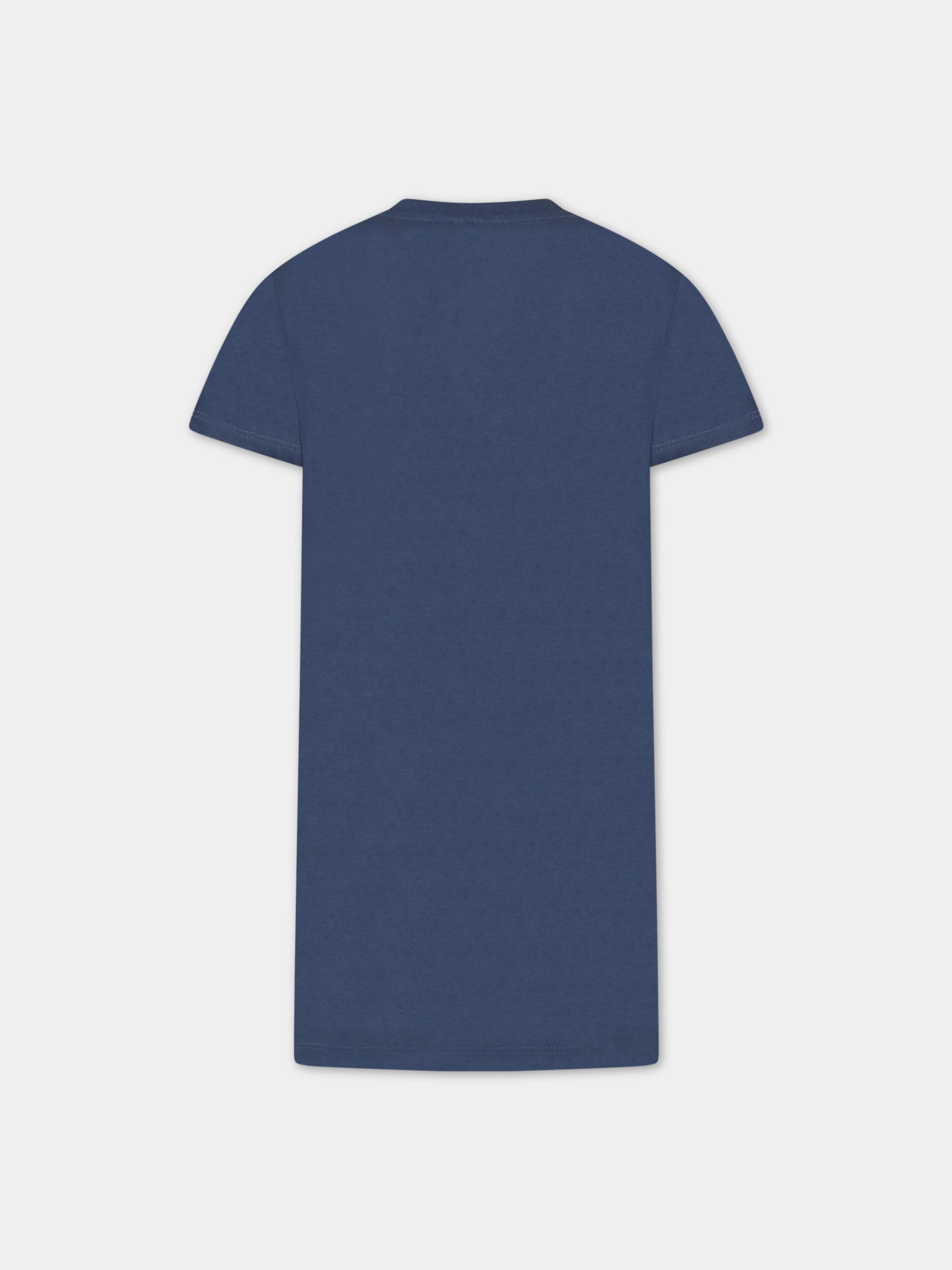 Vestito blu per bambina con stella bianca,Stella Mccartney Kids,TS1E01 Z0434 620