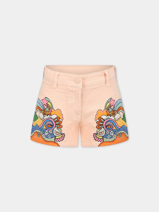Shorts rosa per bambina con stampa,Stella Mccartney Kids,TS6A79 Z0156 504