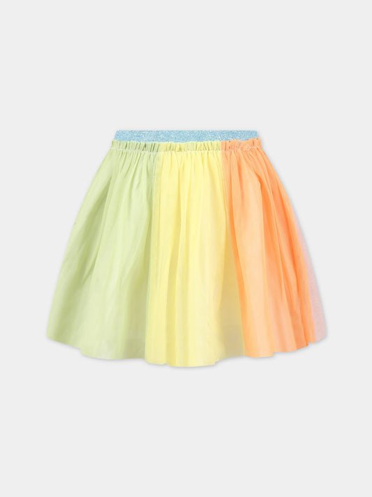 Gonna multicolor per bambina con tulle e patch logato,Stella Mccartney Kids,TS7A01 Z1119 999