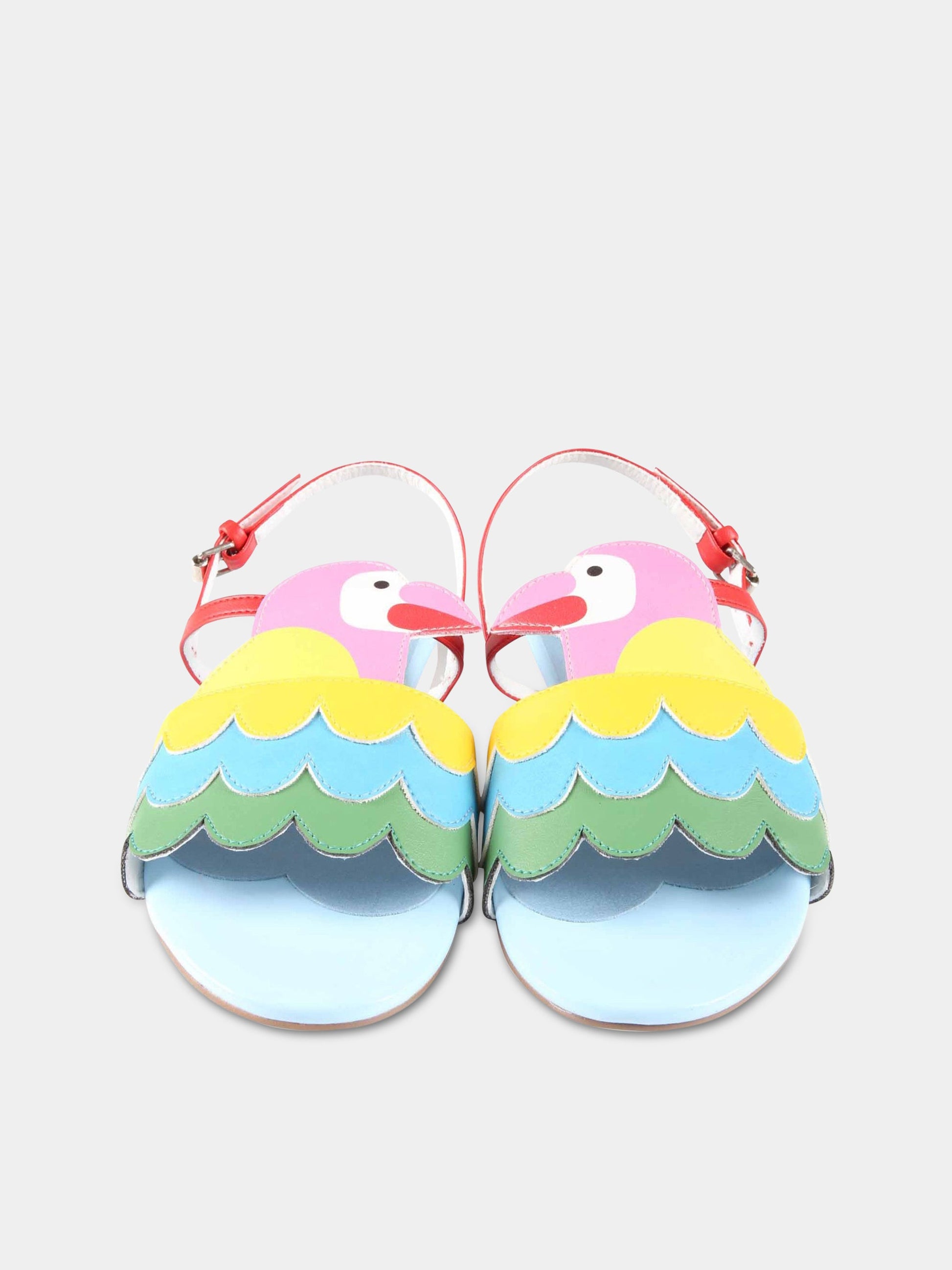 Sandali multicolor per bambina con pappagallo,Stella Mccartney Kids,TS0A86 Z1166 999