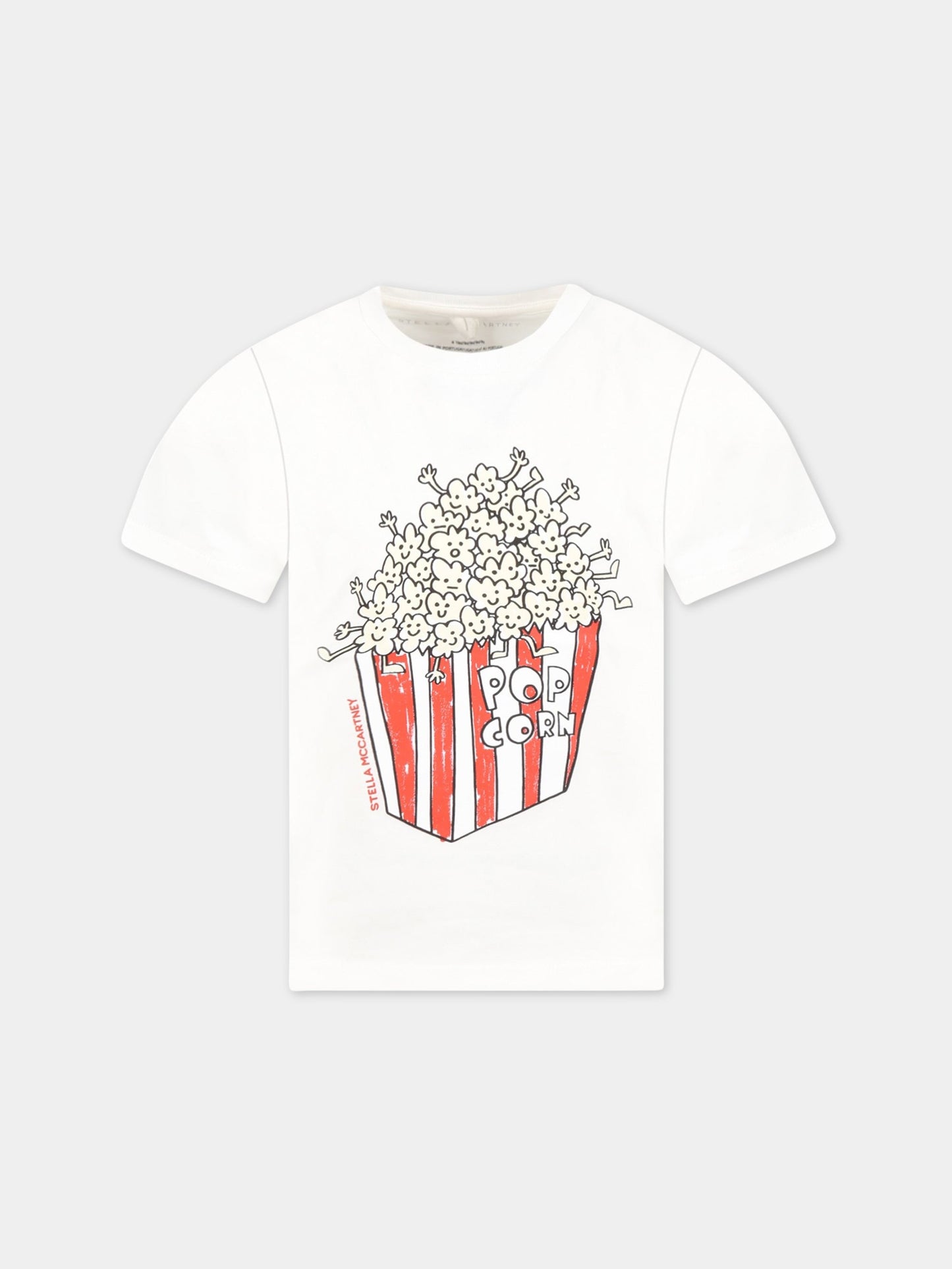 T-shirt bianca per bambini con Pop Corn,Stella Mccartney Kids,TS8P51 Z0434 101