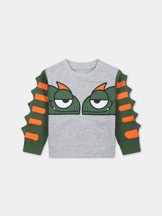 Felpa grigia per neonato con camaleonti,Stella Mccartney Kids,TS4550 Z0499 904