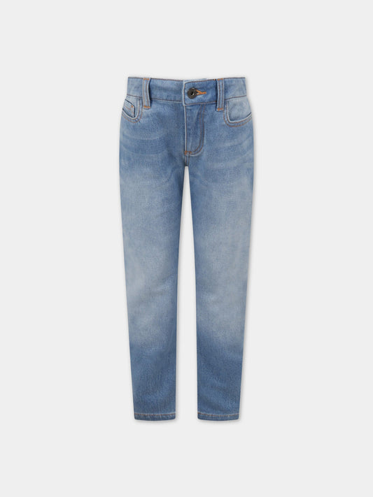 Jeans celeste per bambino con logo,Moschino Kids,HUP055 LDE10 40613