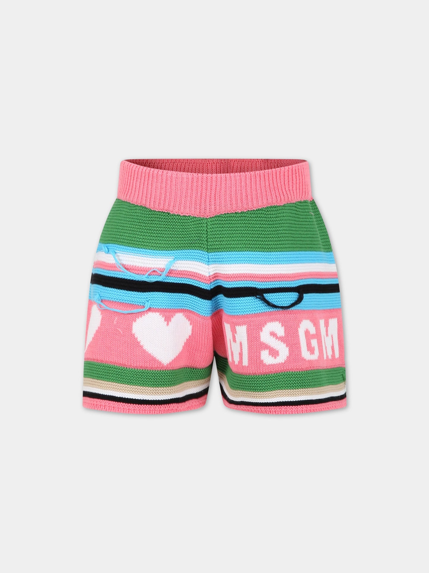 Shorts casual rosa per bambina,Msgm Kids,MS029434 042