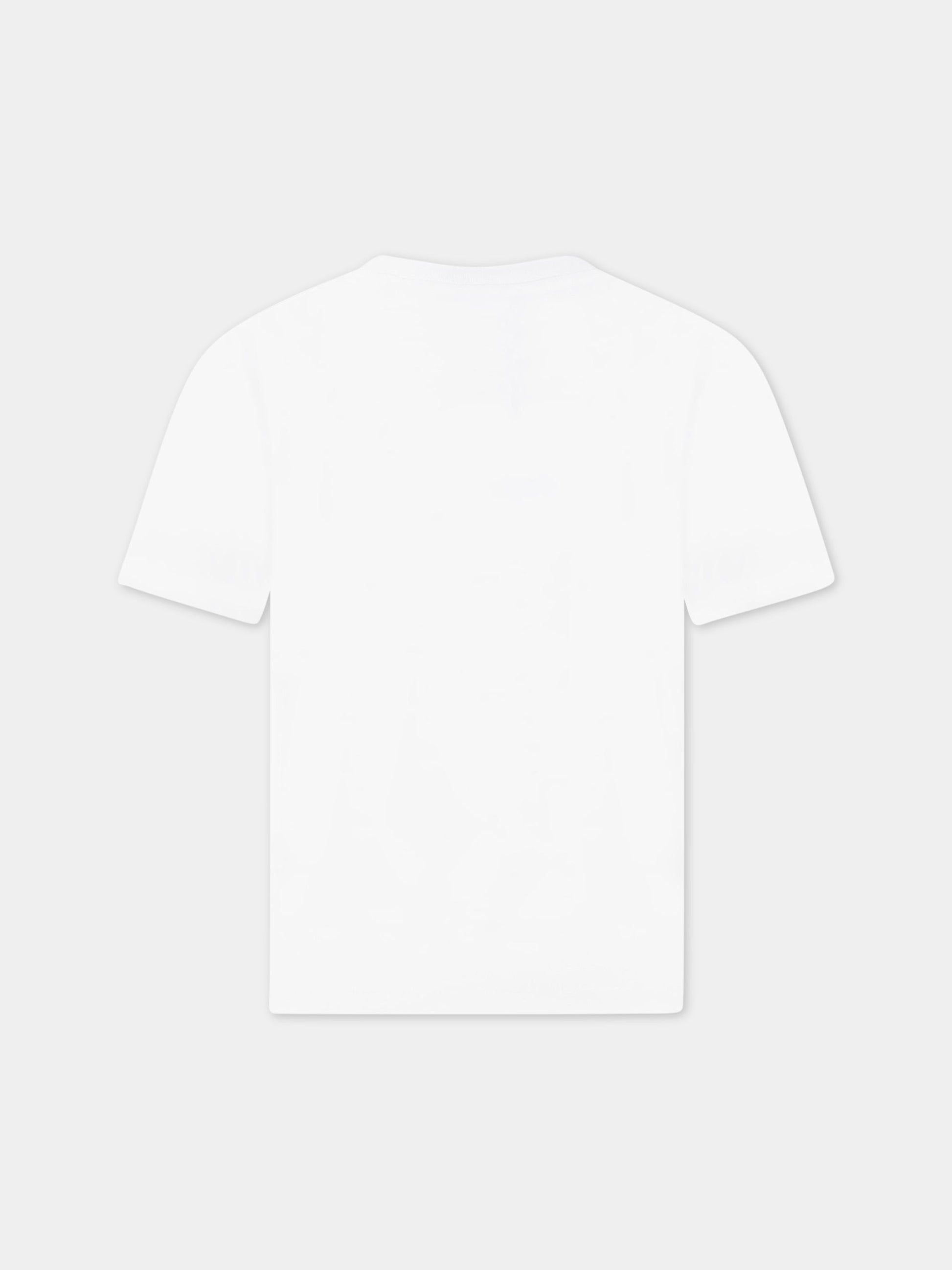 T-shirt bianca per bambino con logo nero,Msgm Kids,MS029318 001