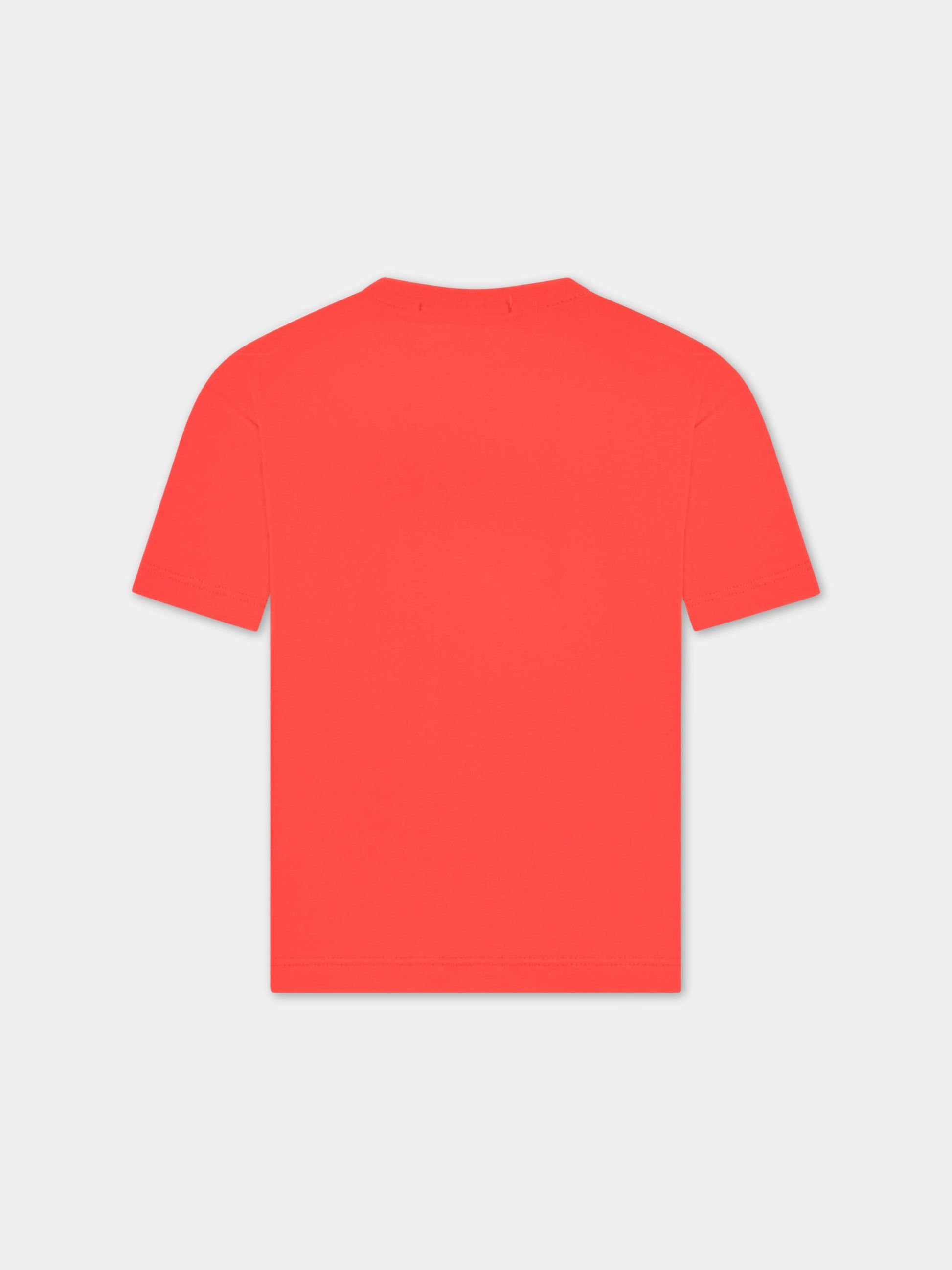 T-shirt rossa per bambino con logo bianco,Msgm Kids,MS029318 040