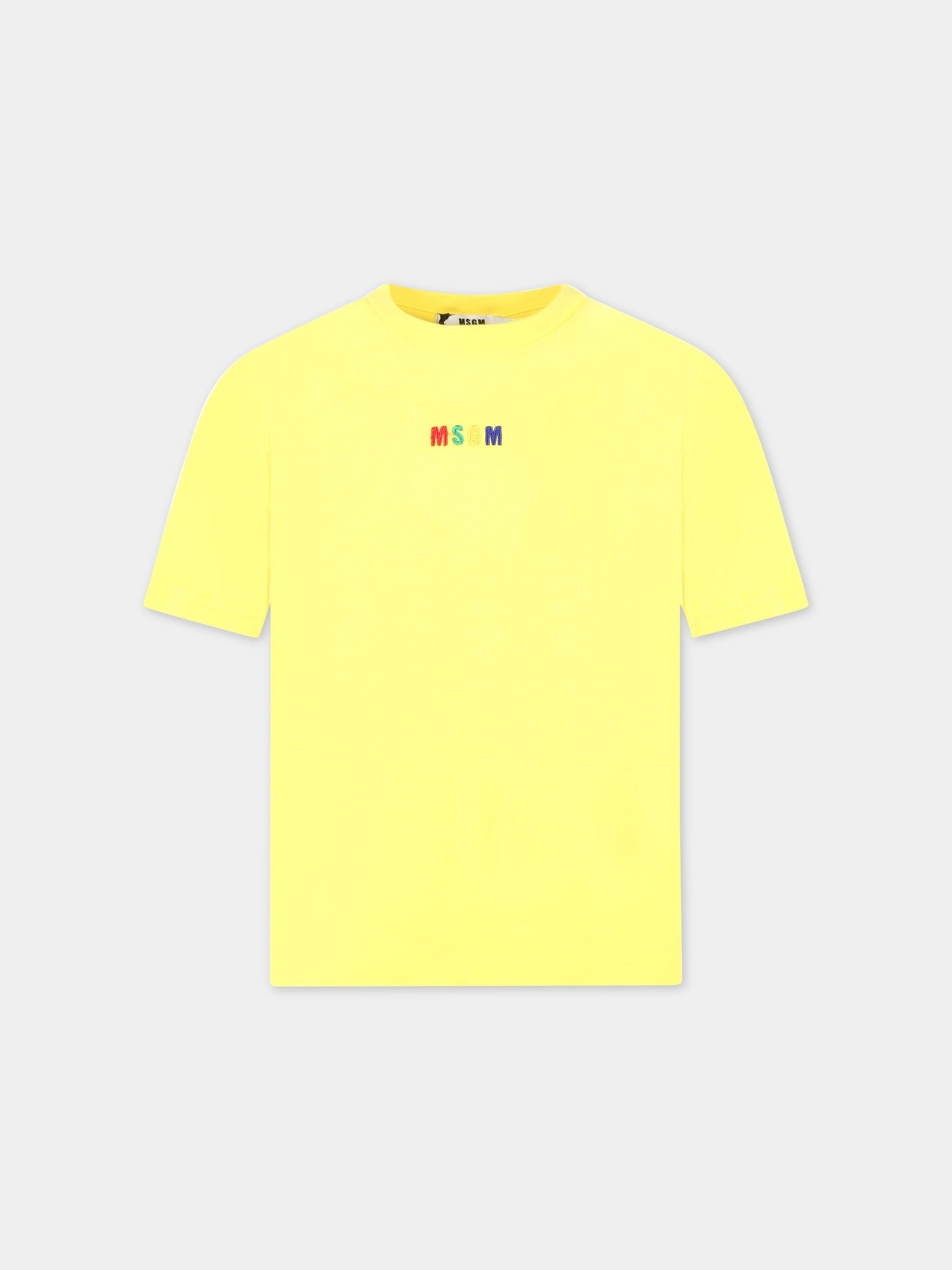 T-shirt gialla per bambini con logo multicolor,Msgm Kids,MS029319 020