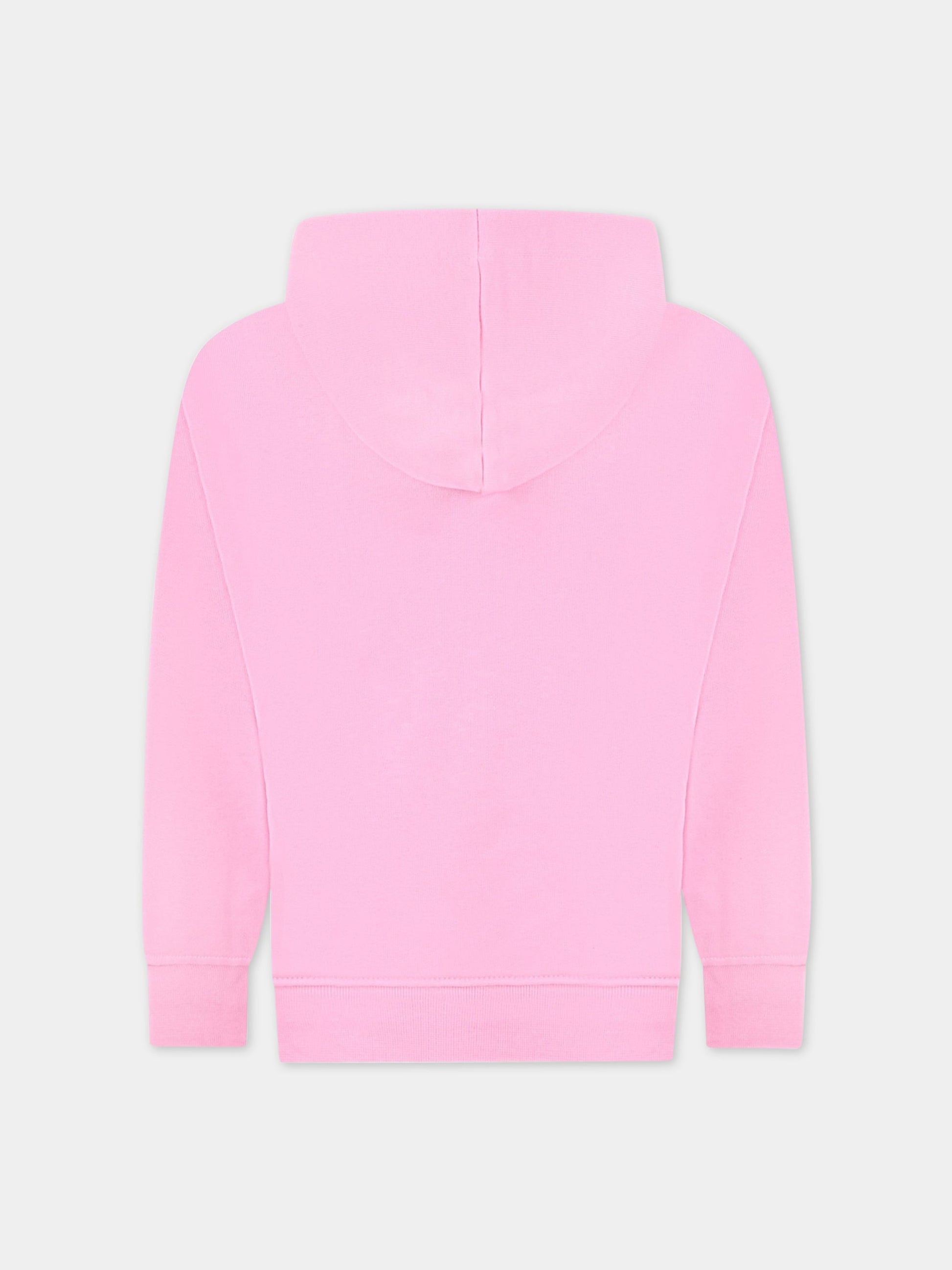 Felpa rosa per bambina con logo viola,Msgm Kids,MS029325 042