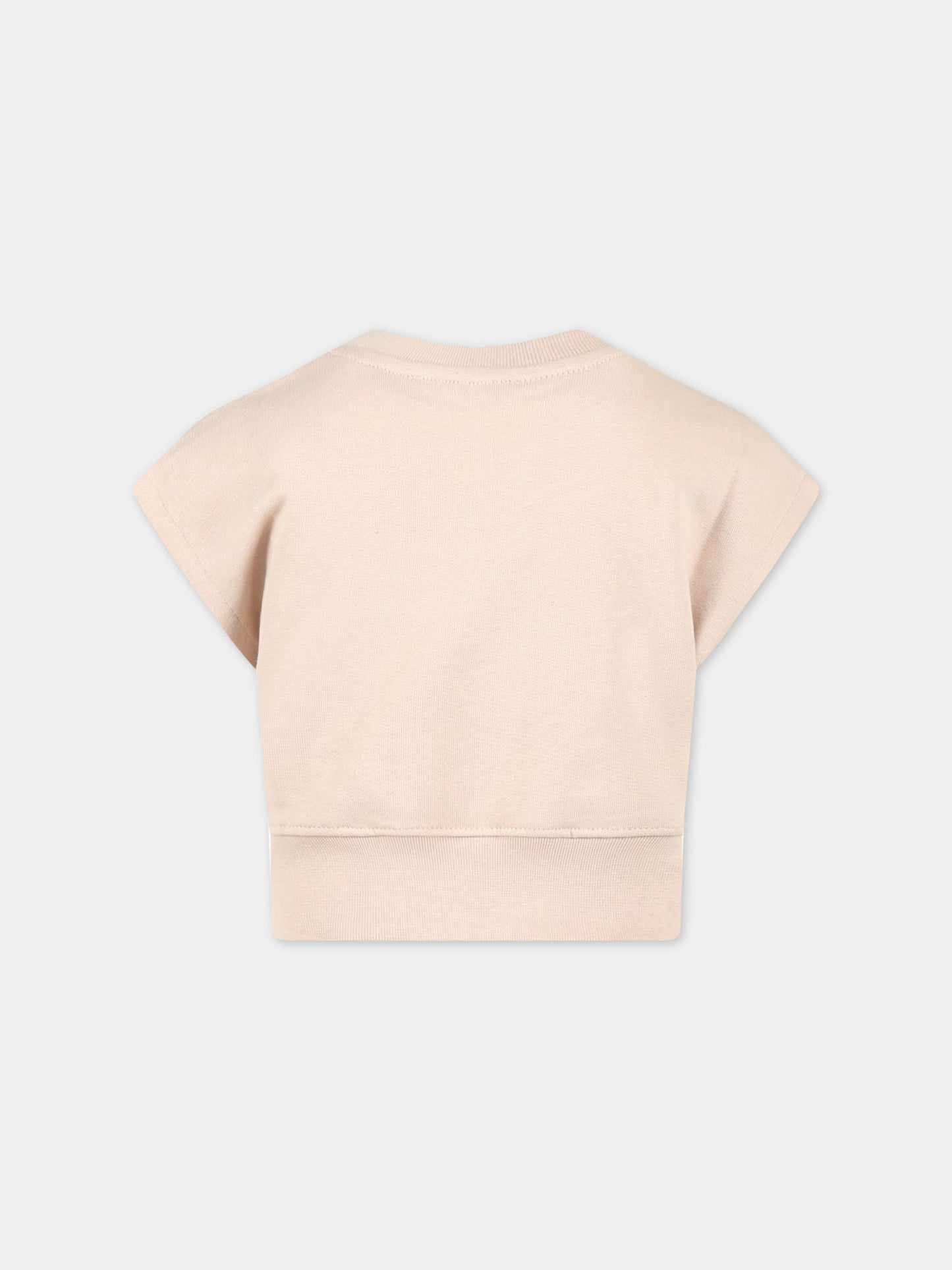 Felpa beige per bambino con logo bianco,Msgm Kids,MS029462 015