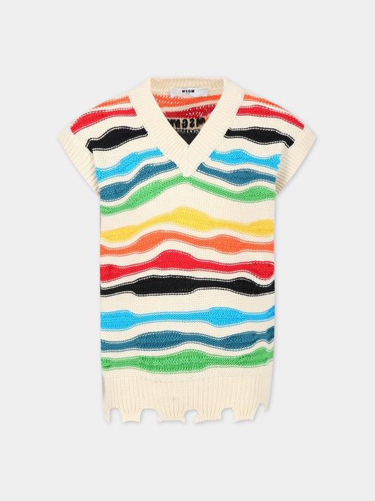 Gilet multicolor per bambino con logo,Msgm Kids,MS029536 200