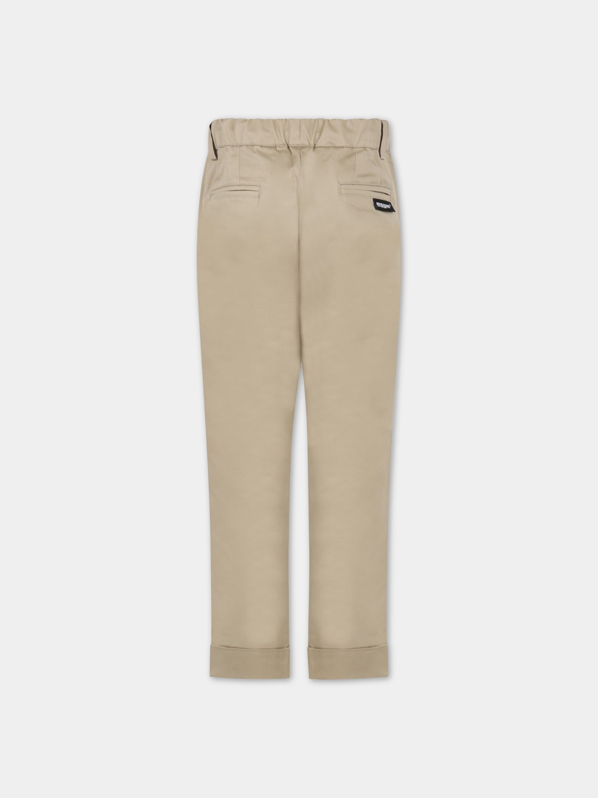 Pantaloni beige per bambino con patch logato,Msgm Kids,MS029540 015