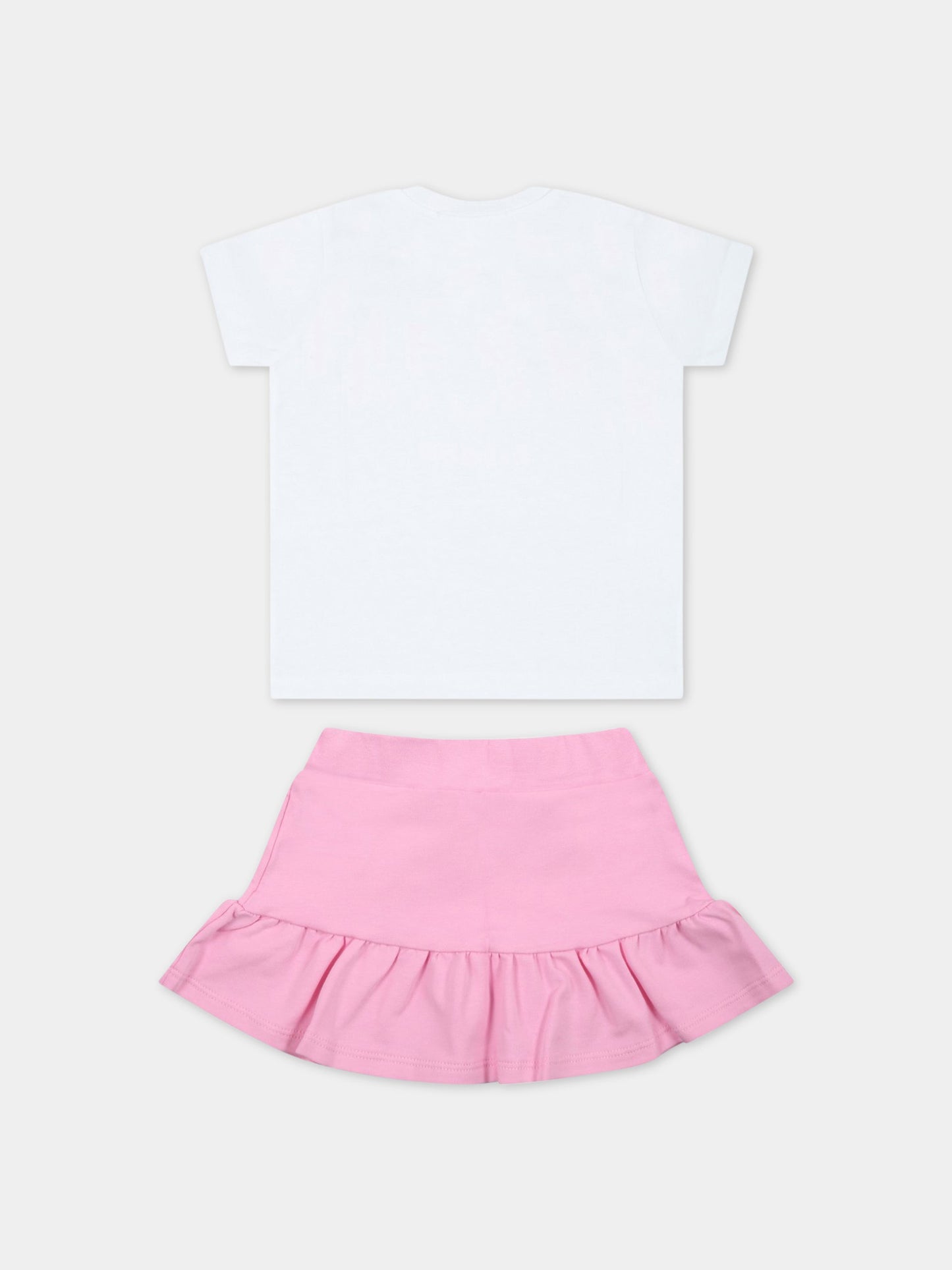 Completo bianco e rosa per neonata con logo,Msgm Kids,MS029363 001/18