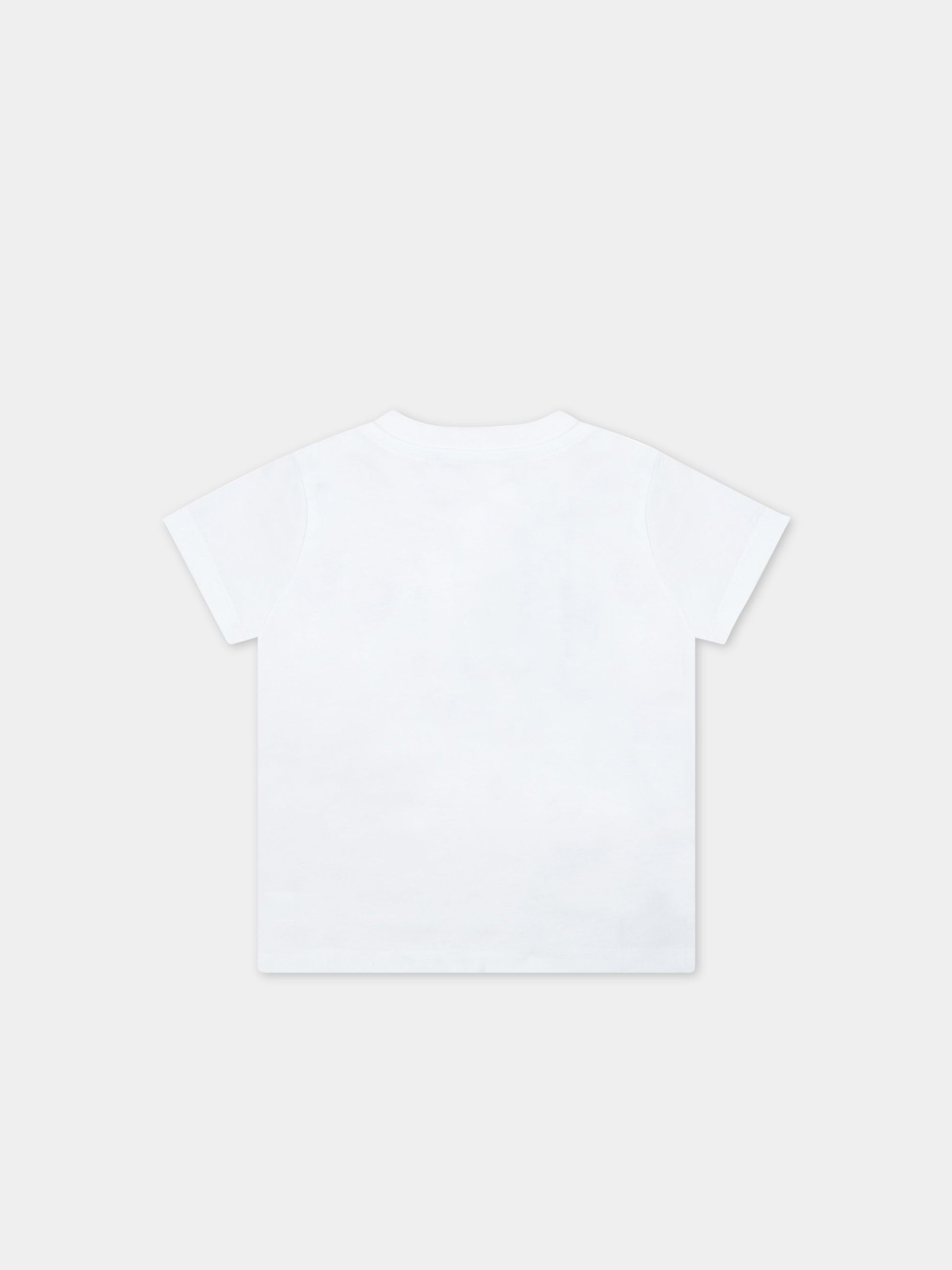 T-shirt bianca per neonato con logo nero,Msgm Kids,MS029355 001