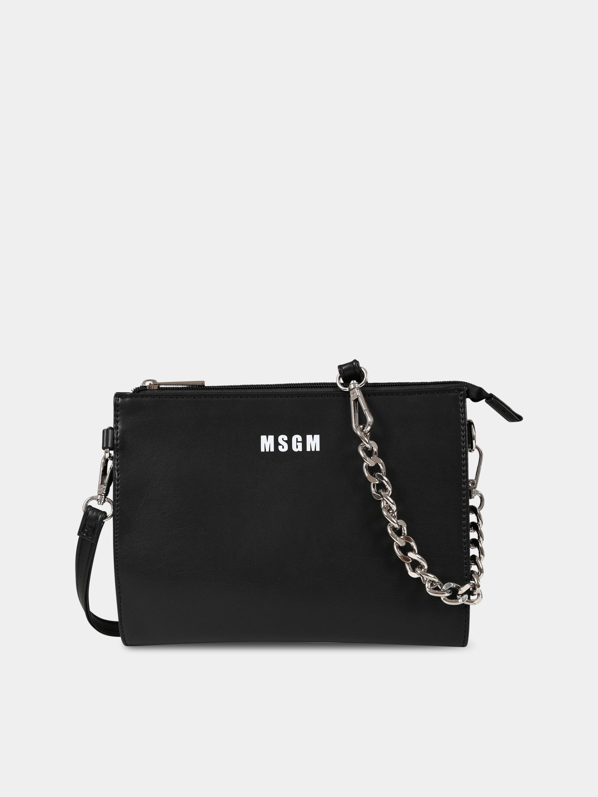 Borsa nera per bambina con logo,Msgm Kids,MS029348 110