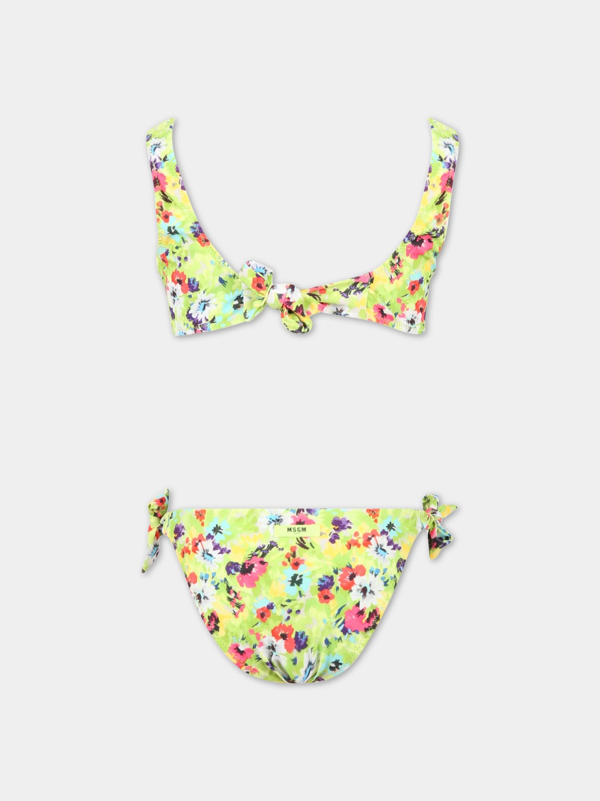 Bikini multicolor per bambina con stampa floreale,Msgm Kids,MS029353 200