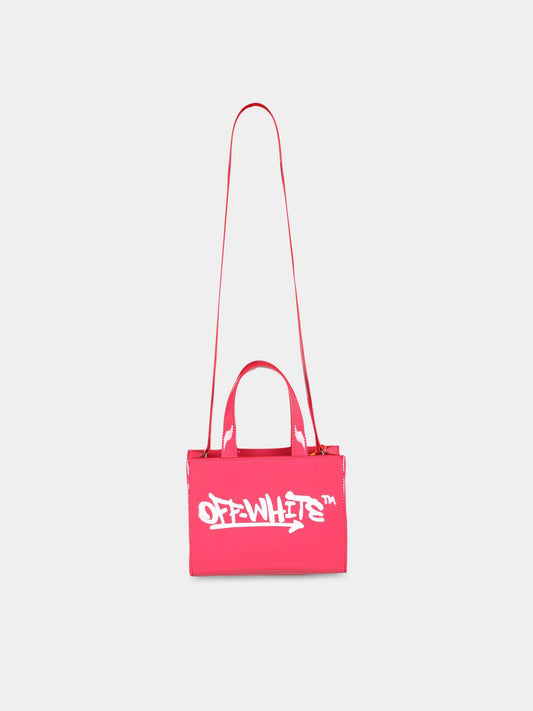 Borsa fucsia per bambina con logo,Off White,OGNA002S23FAB0013201