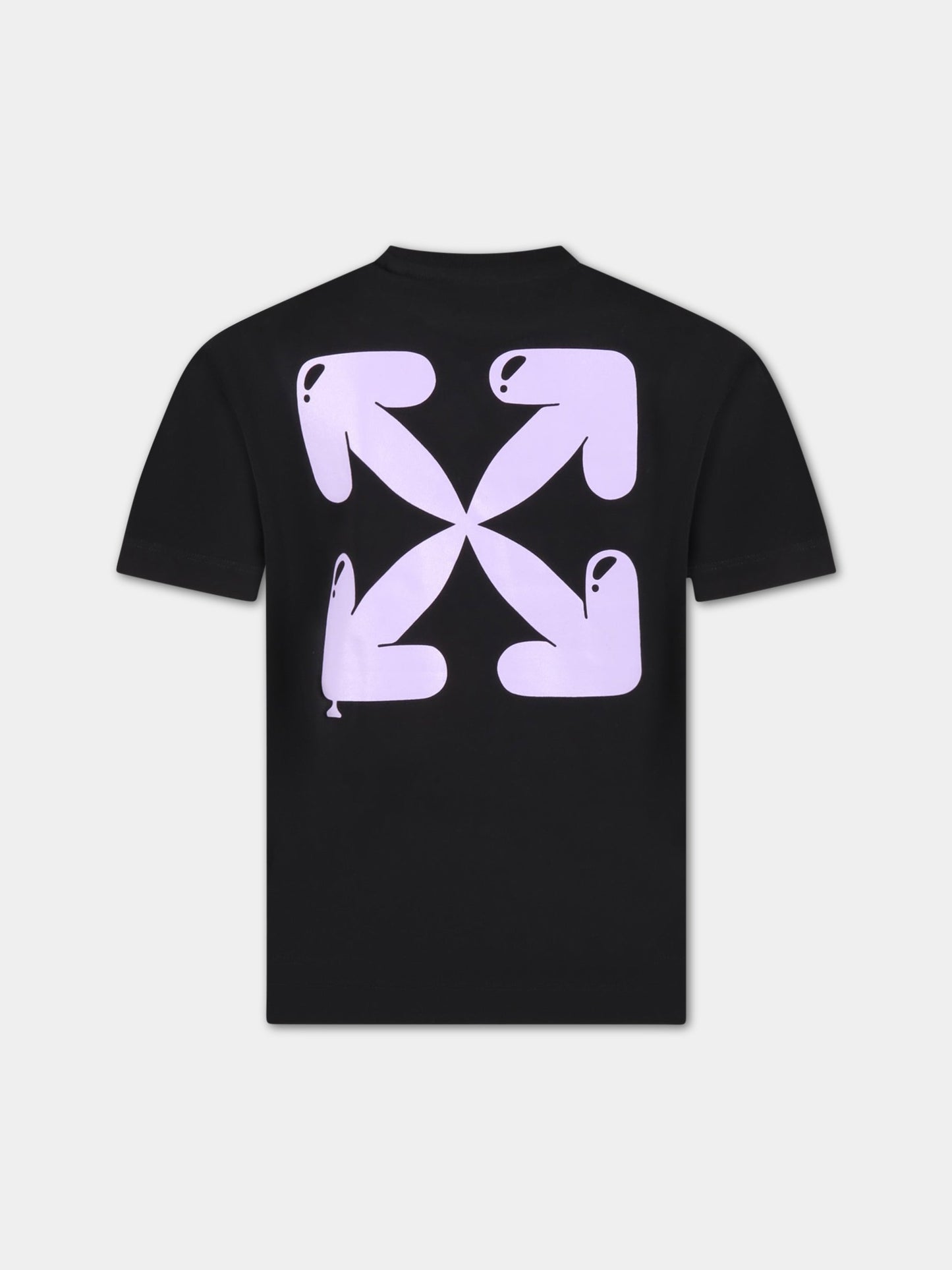 T-shirt nera per bambina con logo viola,Off White,OGAA001S23JER0031036