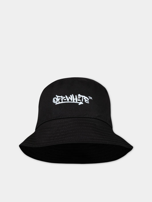 Cloche nero per neonati con logo,Off White,OB8X001S23FAB0021001