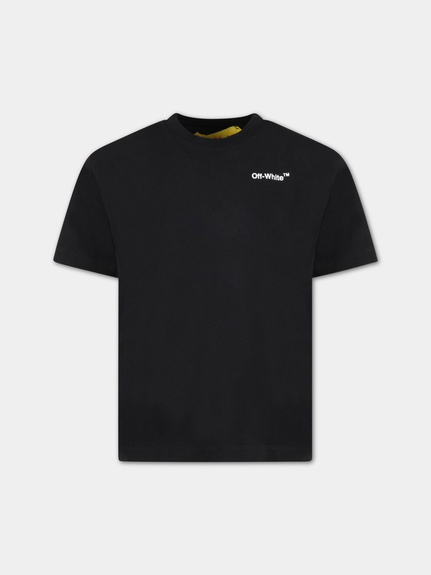 T-shirt nera per bambini con logo bianco,Off White,OBAA005C99JER0011018