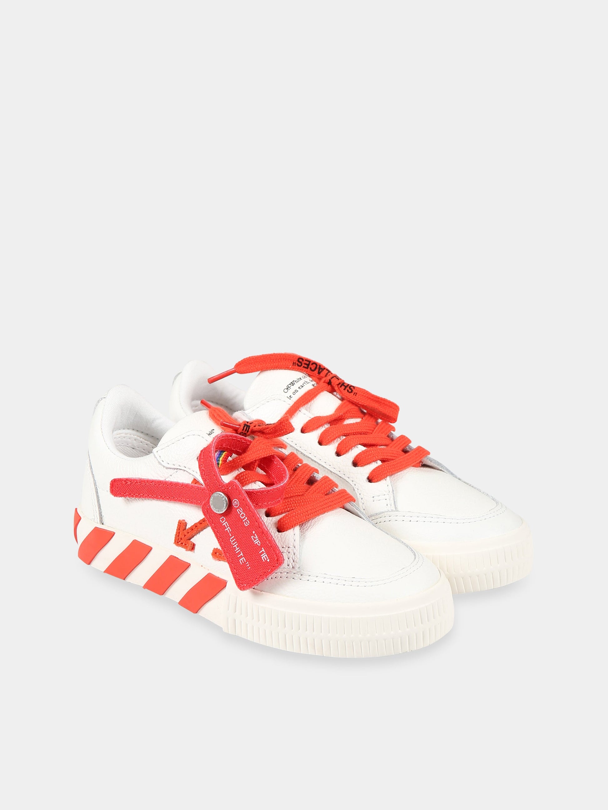 Sneakers bianche per bambini con iconiche frecce rosse,Off White,OBIA003S23LEA0010125