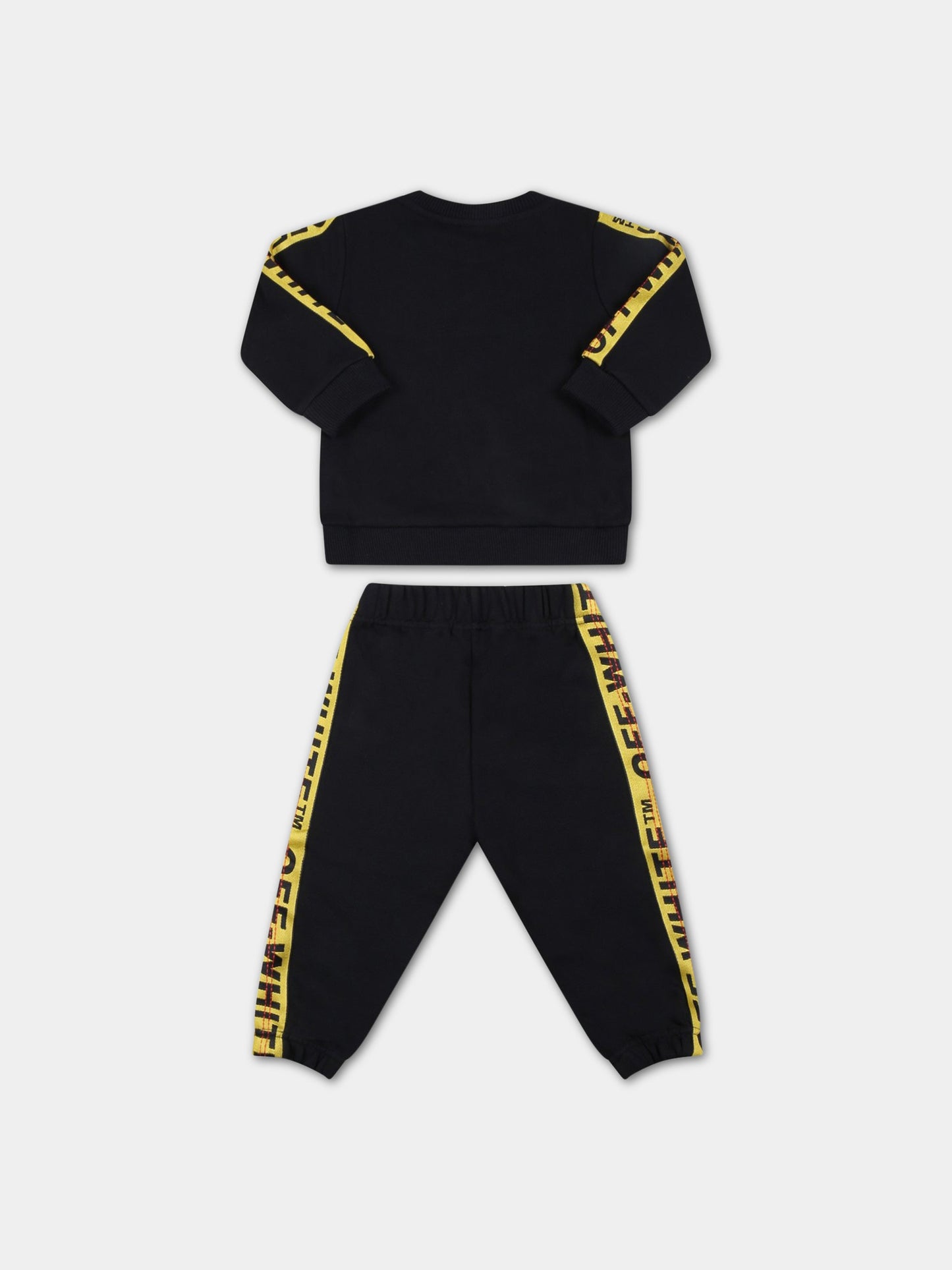 Tuta nera per neonato con logo bianco,Off White,OB2X006S23FLE0011018