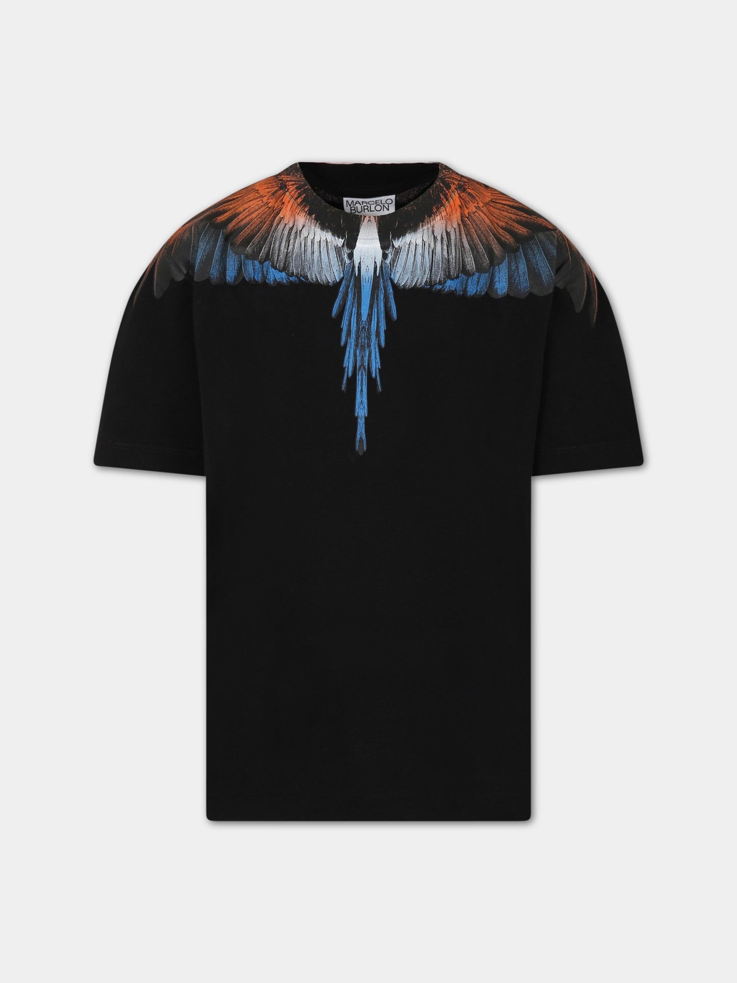 T-shirt nera per bambino con iconiche ali,Marcelo Burlon Kids,CBAA001S23JER0021020