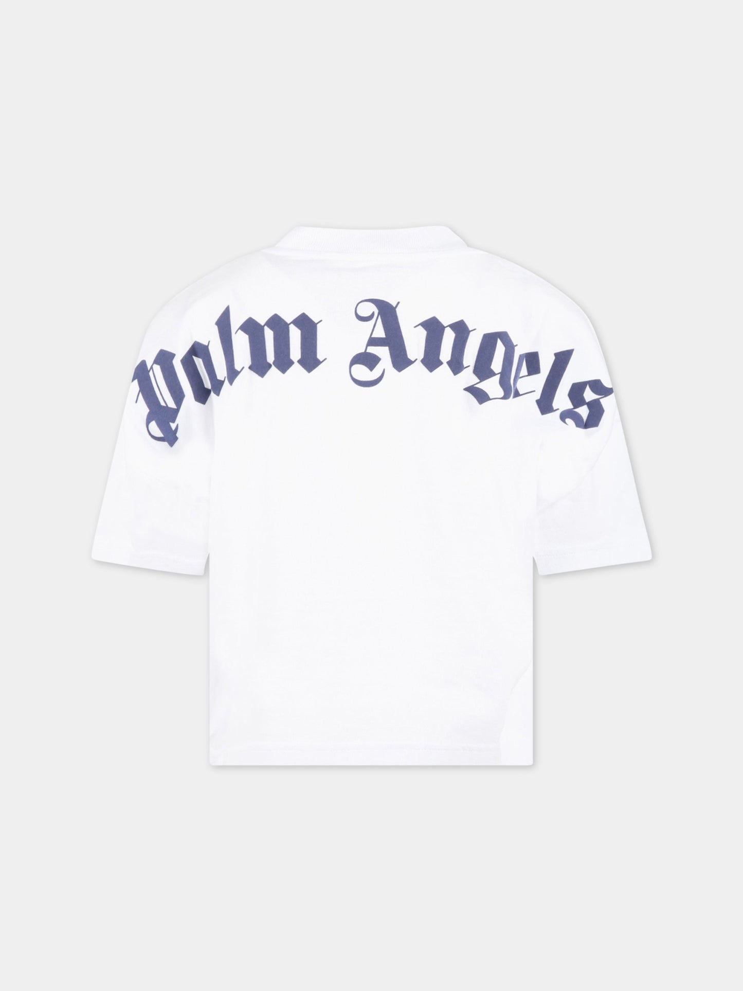 T-shirt bianca per bambino con logo blu,Palm Angels,PBAA002C99JER0010146